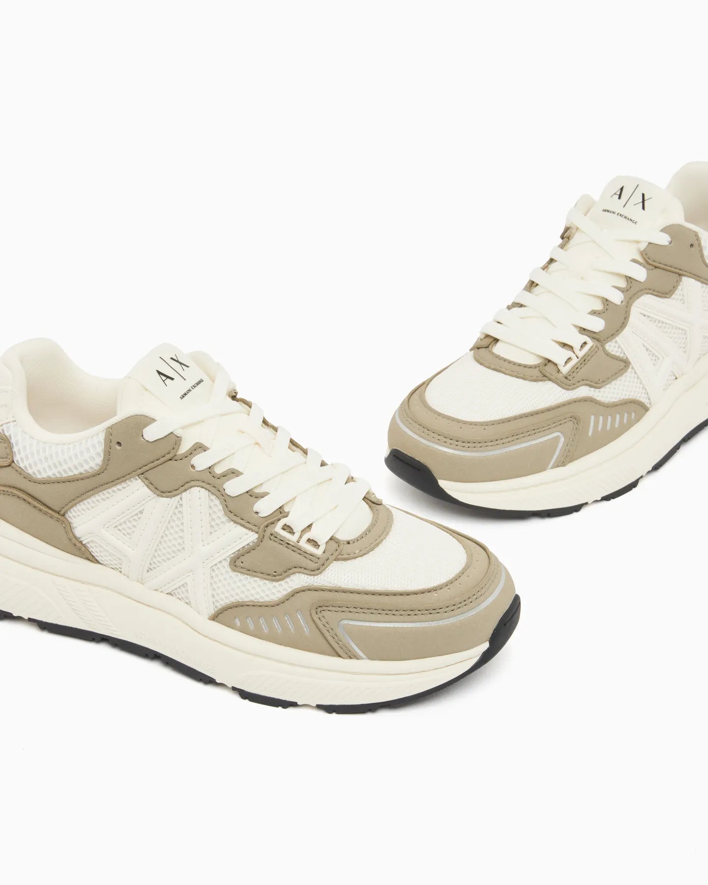 ARMANI XM002635 AF19388 LEDER SNEAKER WEISS KHAKI  M7196