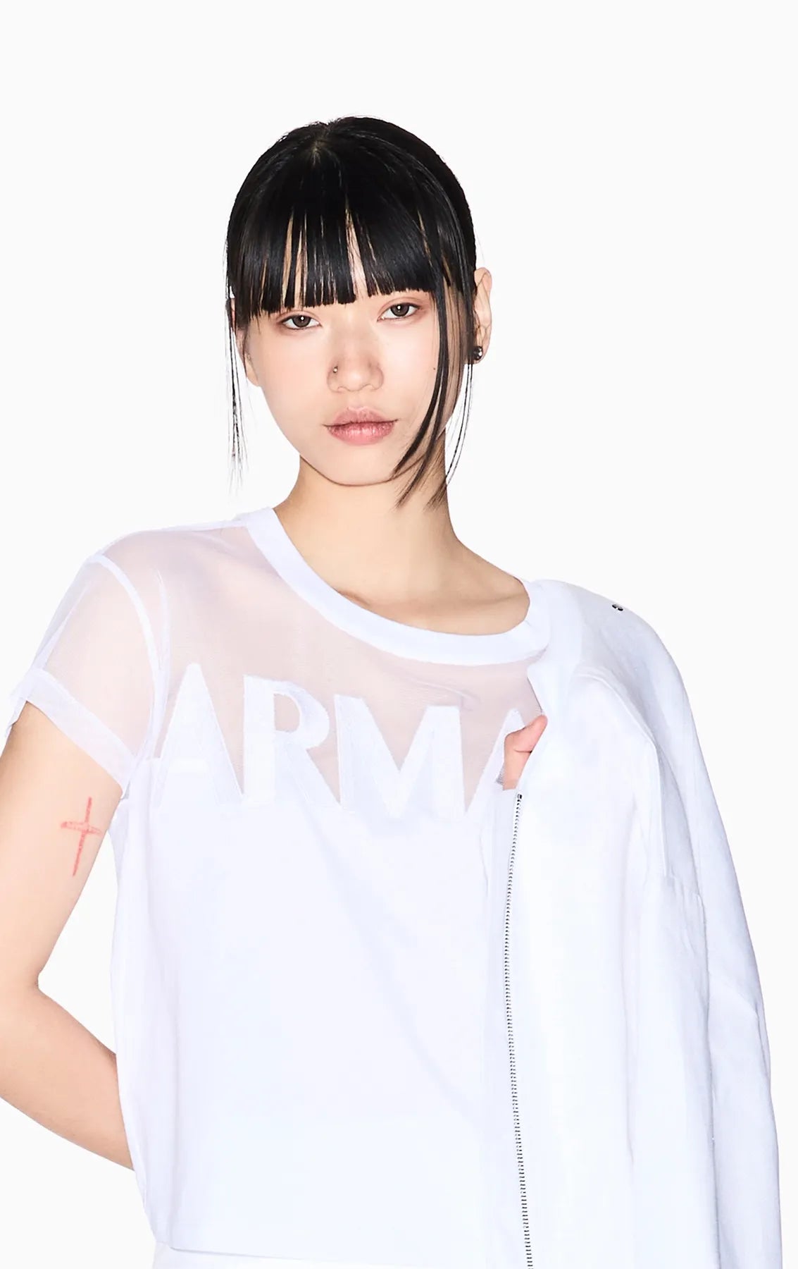 ARMANI XW002332 AF10356 DAMEN LOGO T-SHIRT U0002 OPTIC WHITE