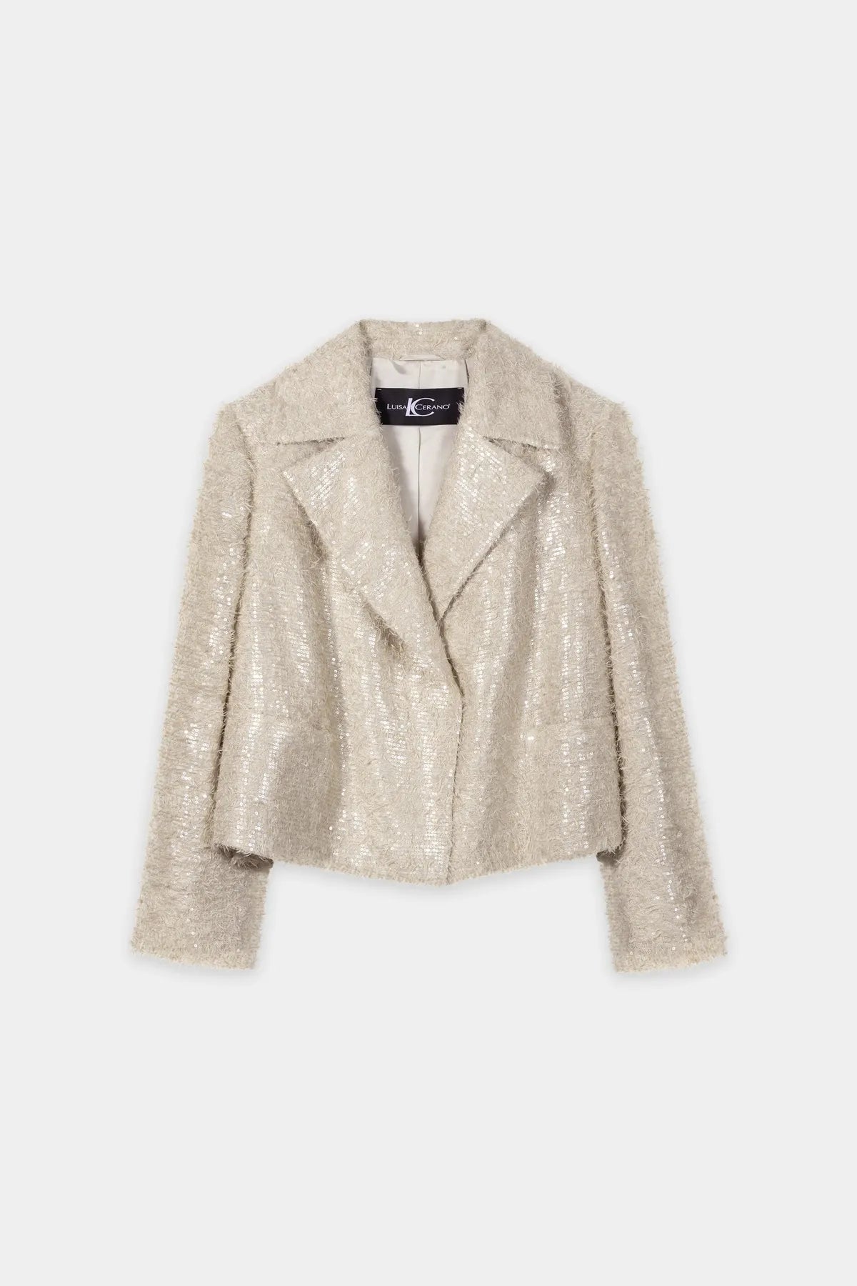 LUISA CERANO 438085/3825-0 Pailletten-Cabanjacke taupe