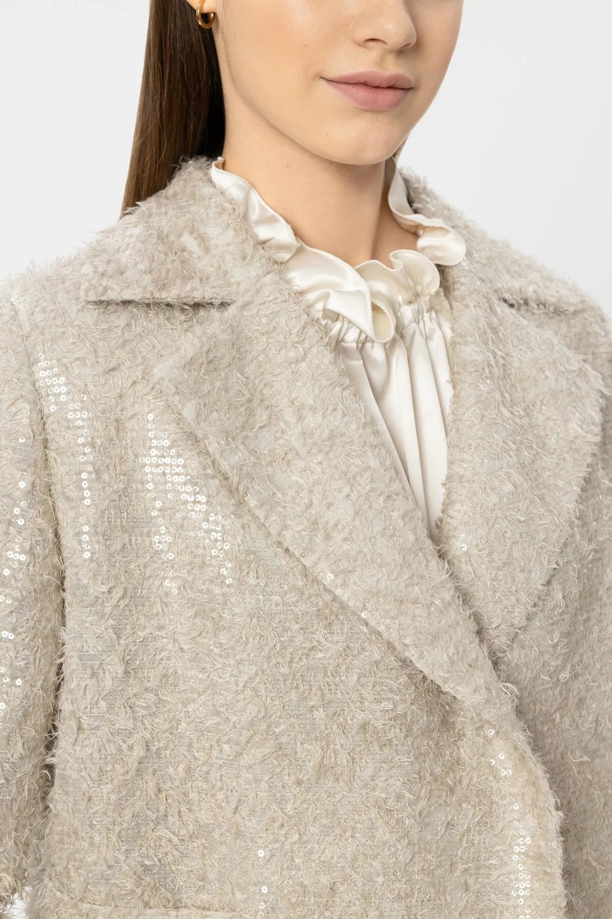 LUISA CERANO 438085/3825-0 Pailletten-Cabanjacke taupe