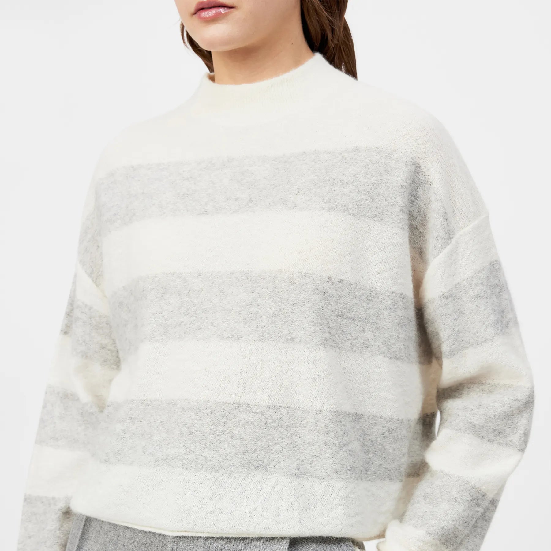 DRYKORN 424051 MATHISA 10 ALPAKA PULLOVER MIT STREIFEN ECRU 1902