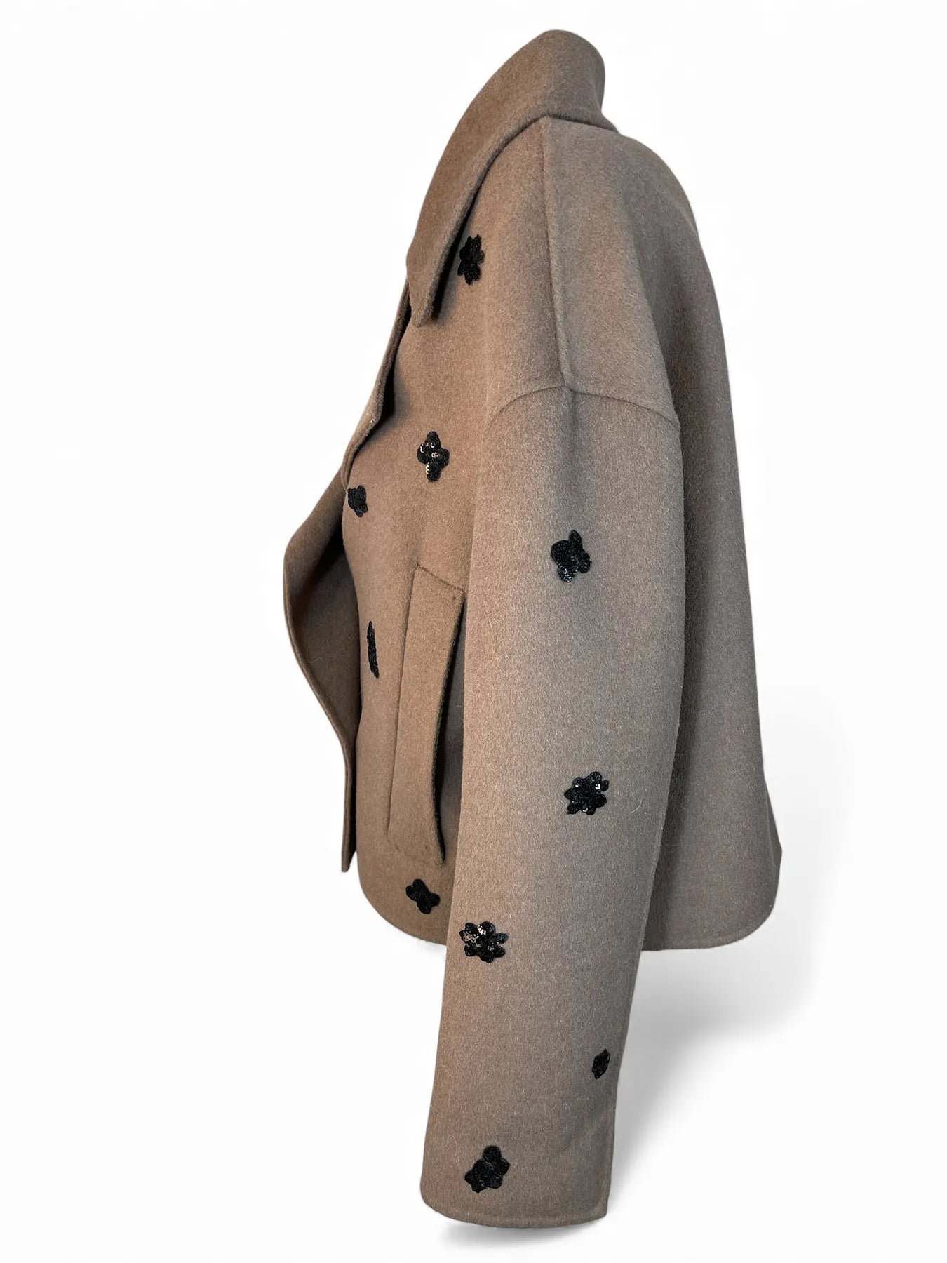 VICOLO RF0002 DAMEN WOLLJACKE PAILLETTEN TABACCO