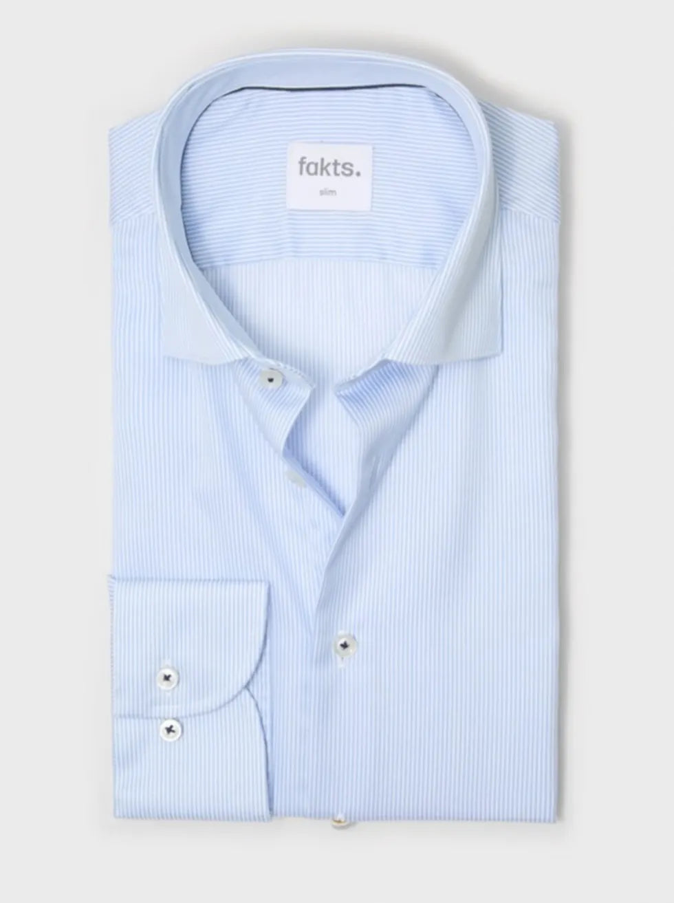 fakts 9041 Shirt Slim Fit Busy Hemd blue light stripes