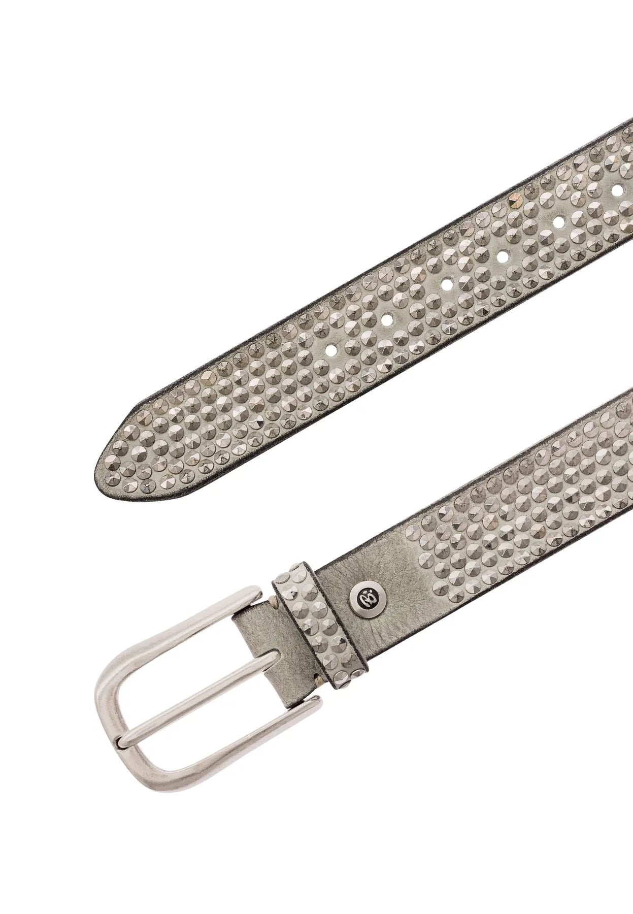 B.BELT BB0225L03 Zoe Silver Damen Leder Gürtel 35mm mit Nieten Hellgrau