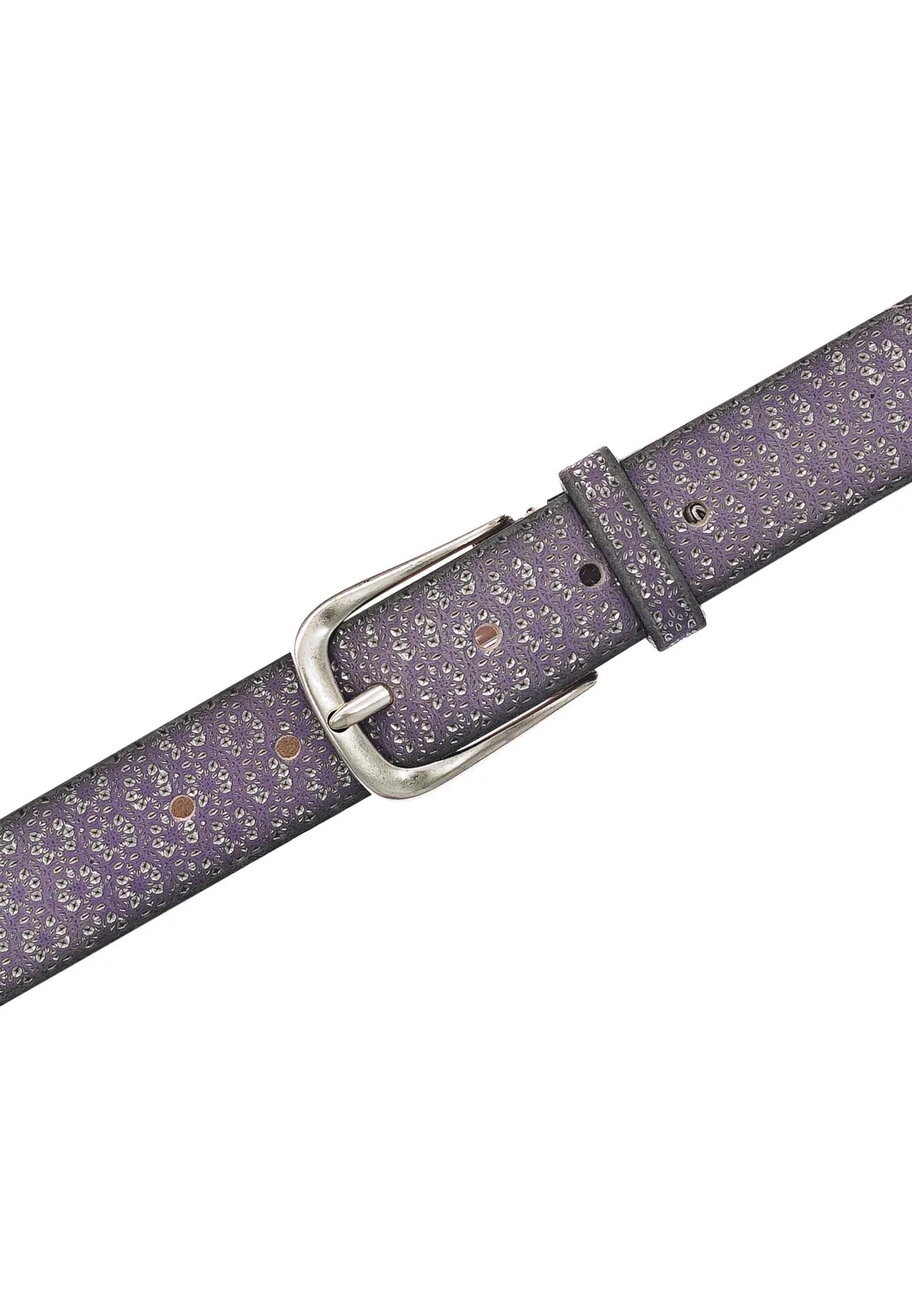 B.BELT BB0827L78 Mara 35 mm Damen Leder Gürtel Lila-Silbermetallic