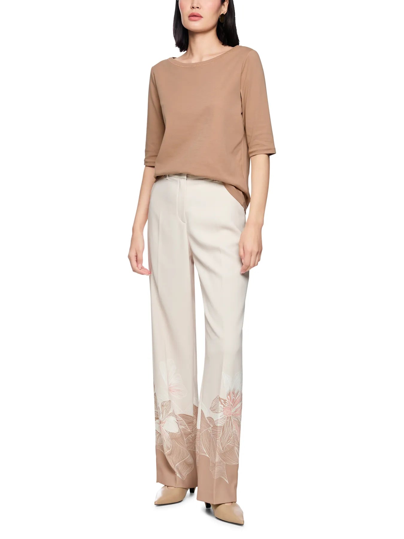 MARC CAIN 
                
                                            AC 48.16 J15 Halbarm-T-Shirt mit Schmuckband-Details Beige