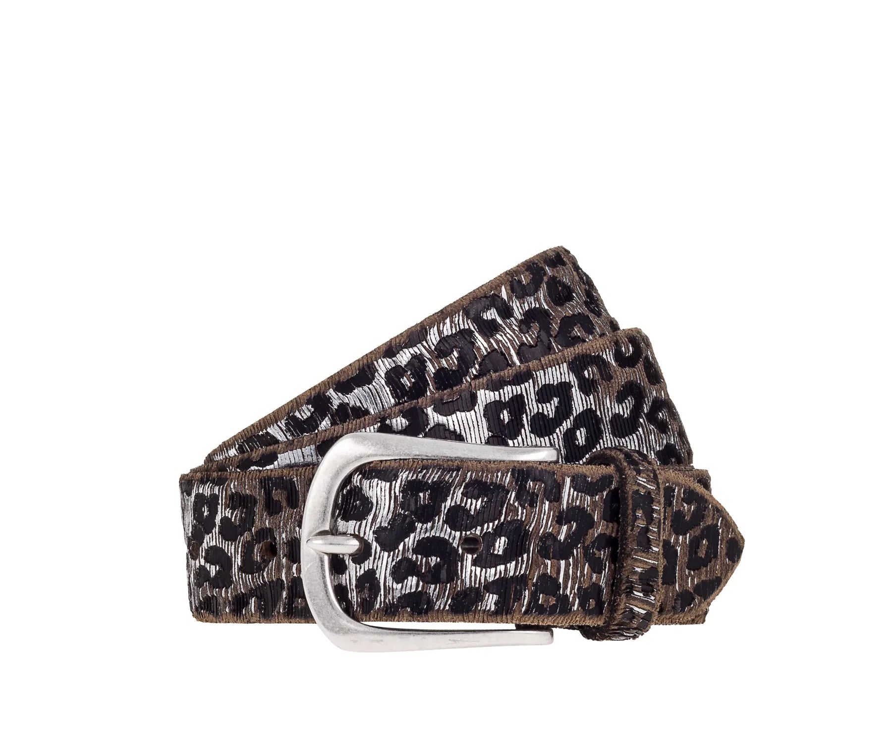 B.BELT 
                
                                            BB1062L64 Cat Silber 35 mm Ledergürtel Leo