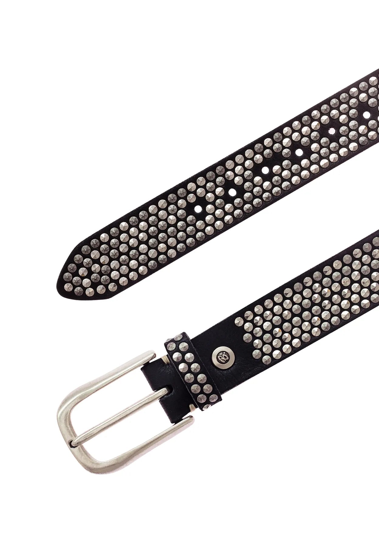 B.BELT BB0225L03 Zoe Silver Damen Leder Gürtel 35mm mit Nieten Schwarz