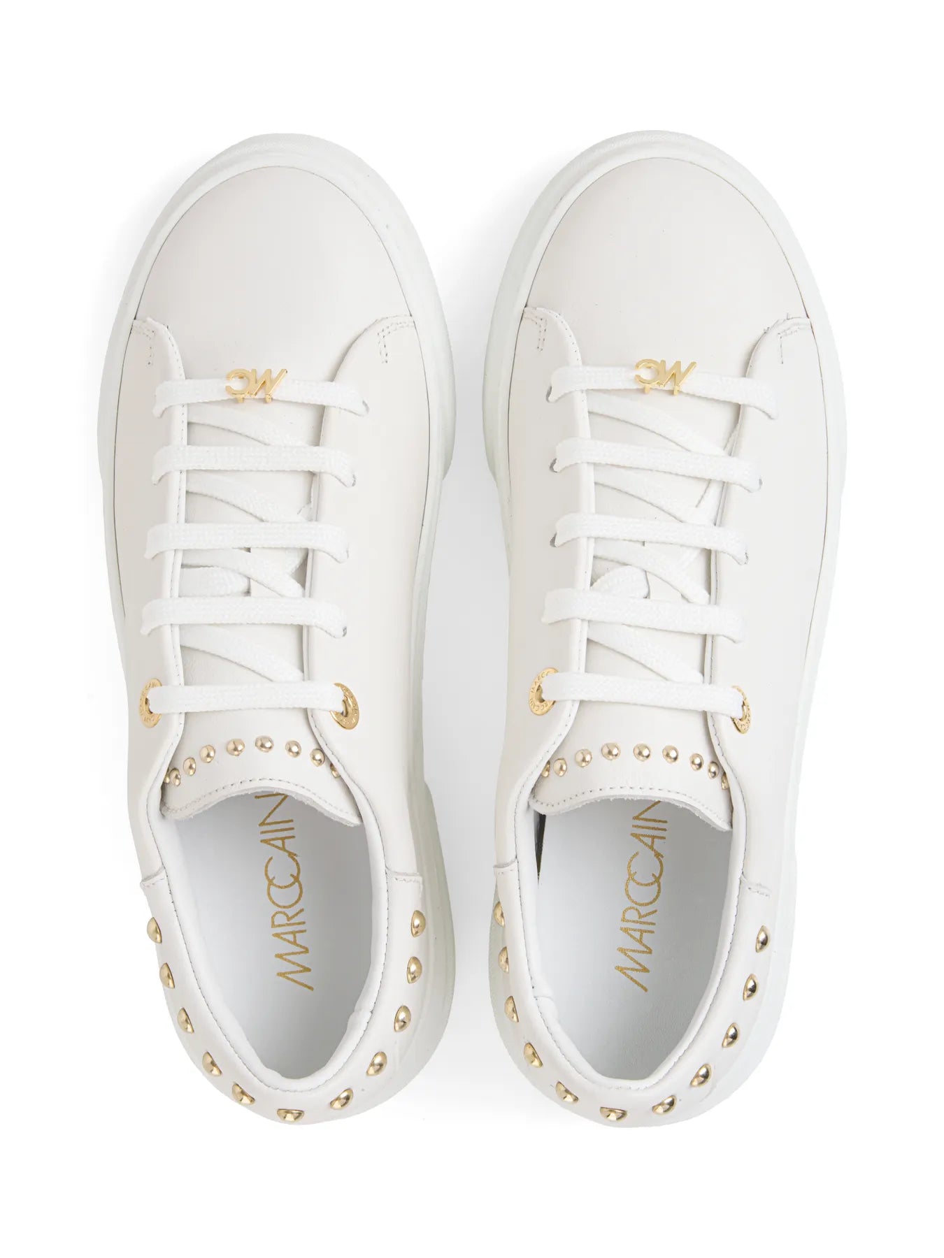 MARC CAIN 
                
                                            AC SH.01 L15 Leder-Sneaker mit Nietenverzierung off-white