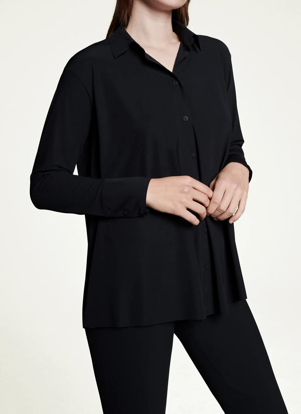 JAPAN TKY MILLY HEMDBLUSE TECHNOJERSEY STRETCH 342 BLACK-BLUE