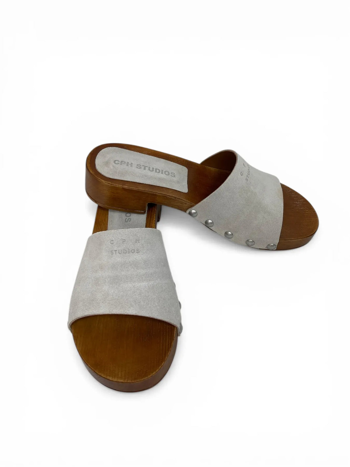 COPENHAGEN CPH798 SUEDE CLOG SANDALEN HELLGRAU LIGHT STONE