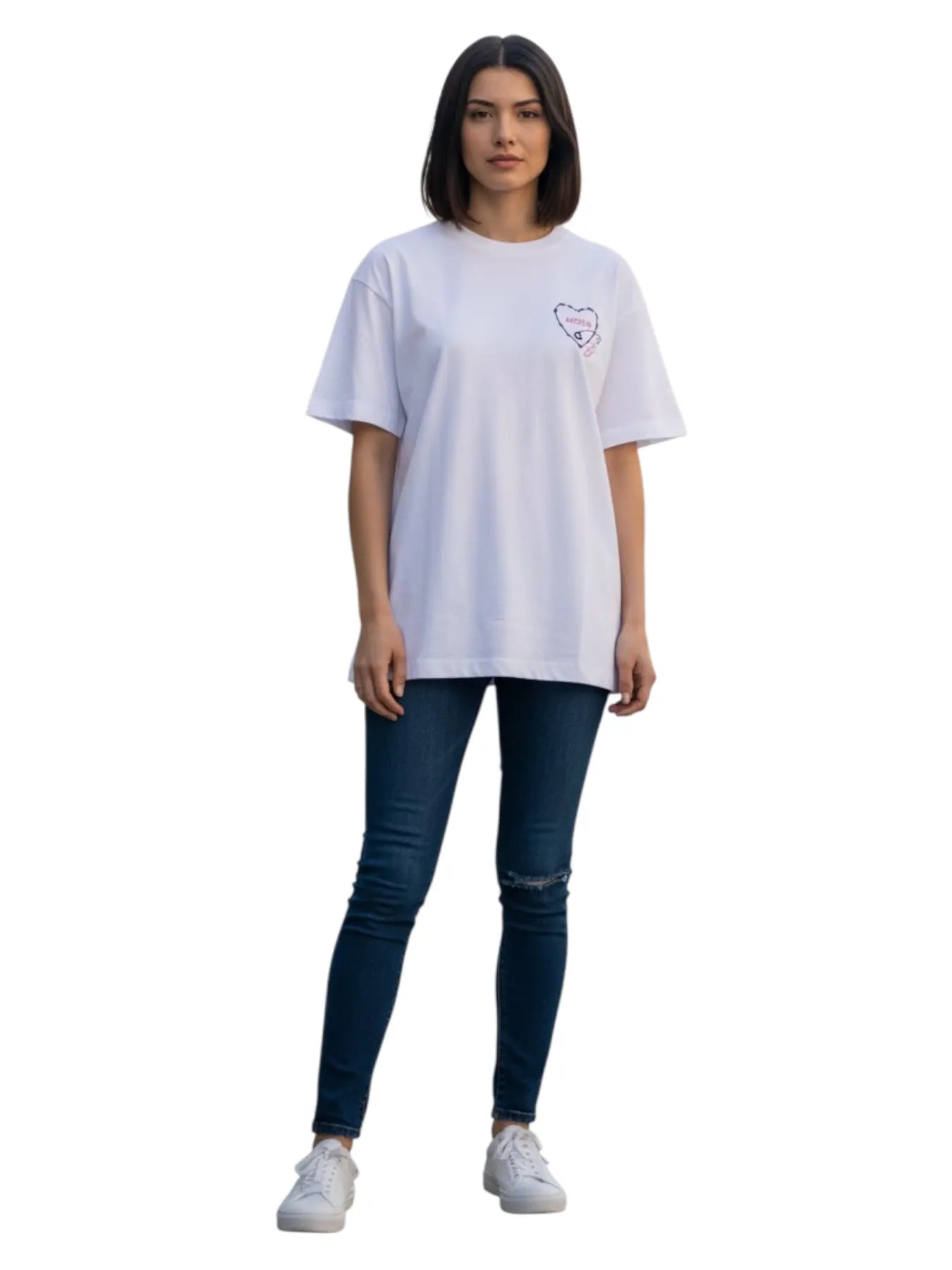 NICE.PEACE NP-742-S2602 DAMEN T-SHIRT WHITE.