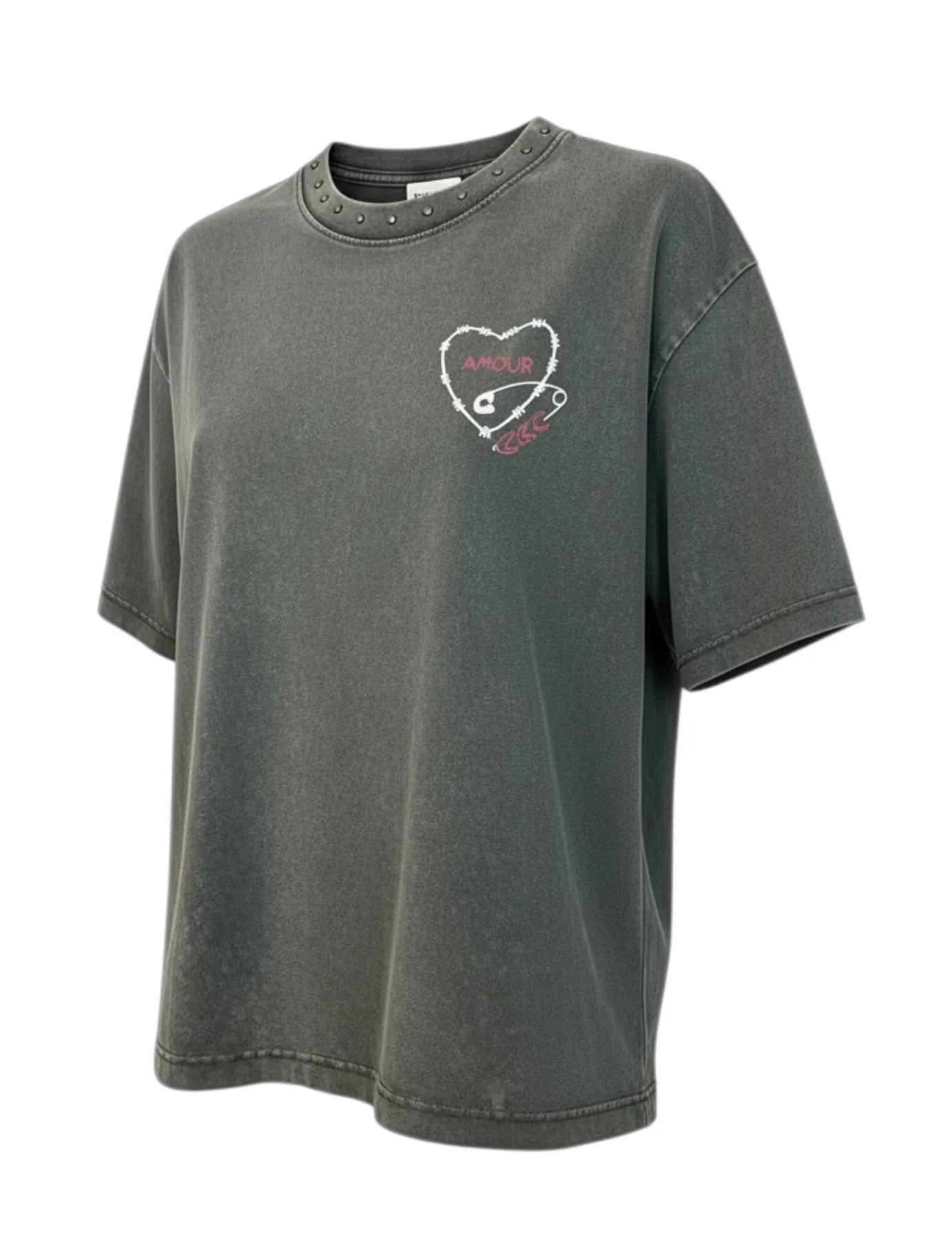 NICE.PEACE NP-741-7615 DAMEN T-SHIRT MIT NIETEN GREY