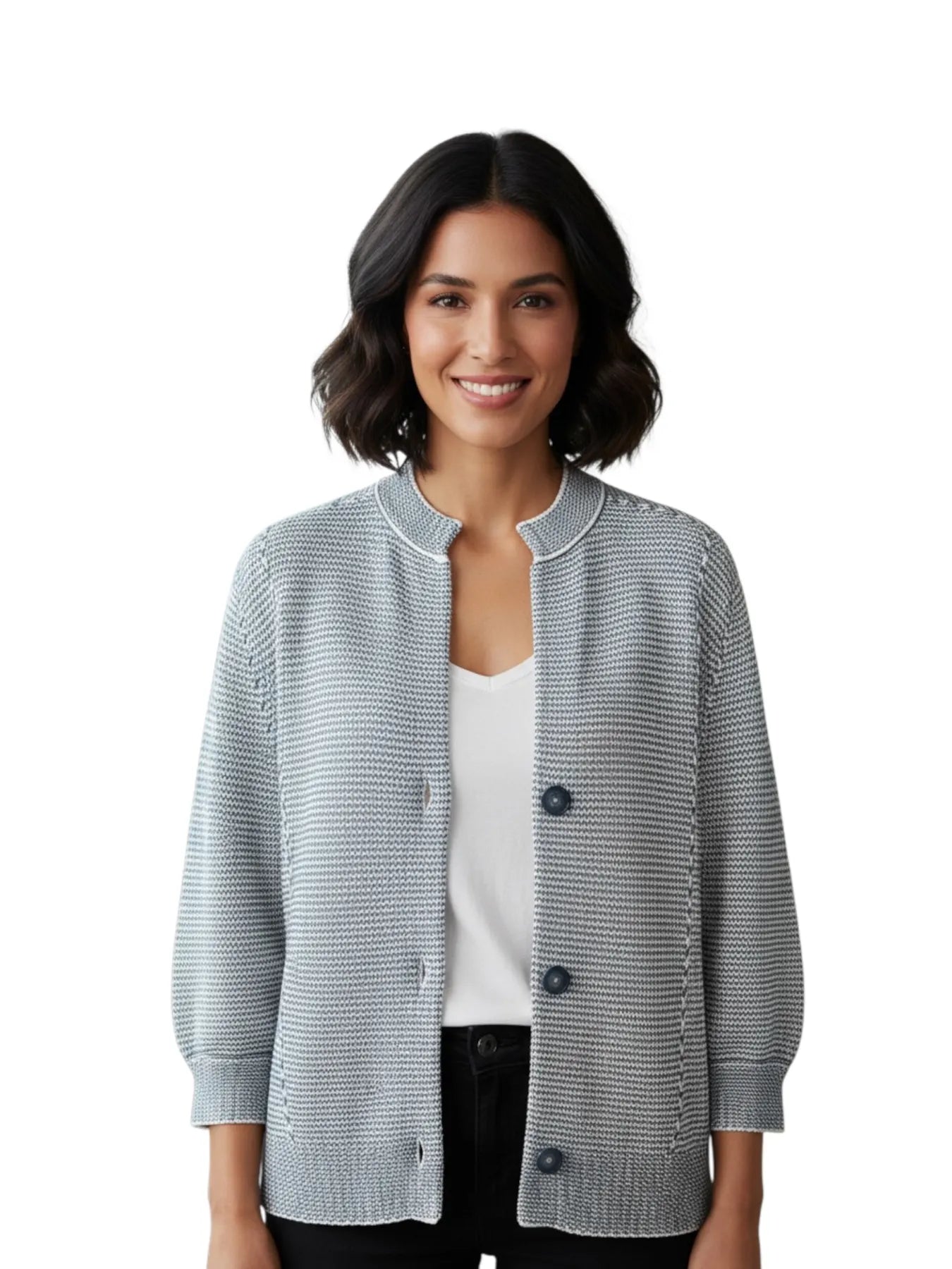 REPEAT 401153  DAMEN STRICKJACKE DENIM 8499