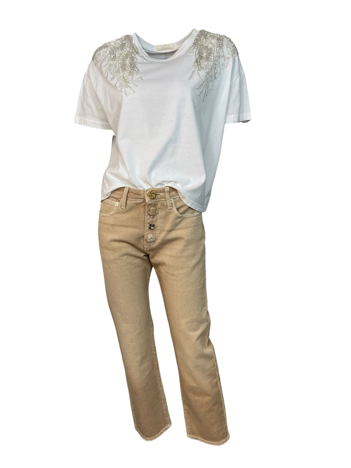 VICOLO DAB5112  JEANS STRASS PAILLETTEN BRAUN BRONCE