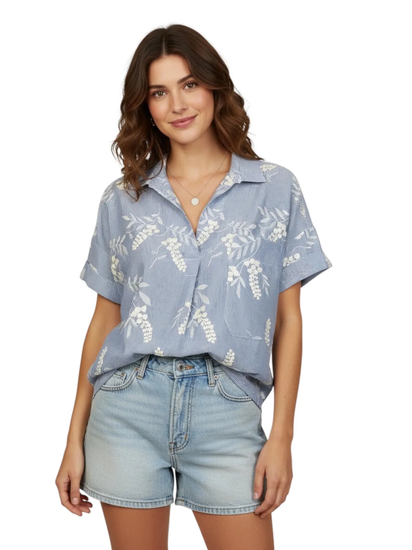 VICOLO TAB0526 BLUSE AZURO/NATURALE