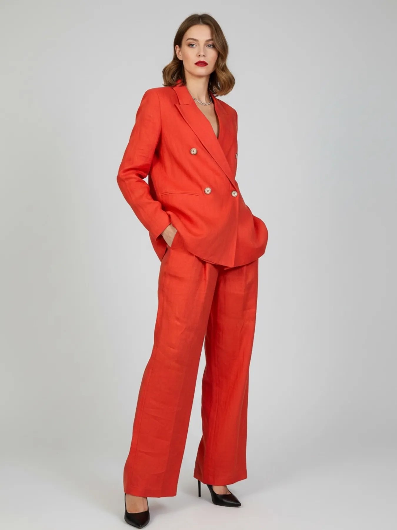 VICOLO TAB0549 LEINEN BLAZER ROT PAPAIA