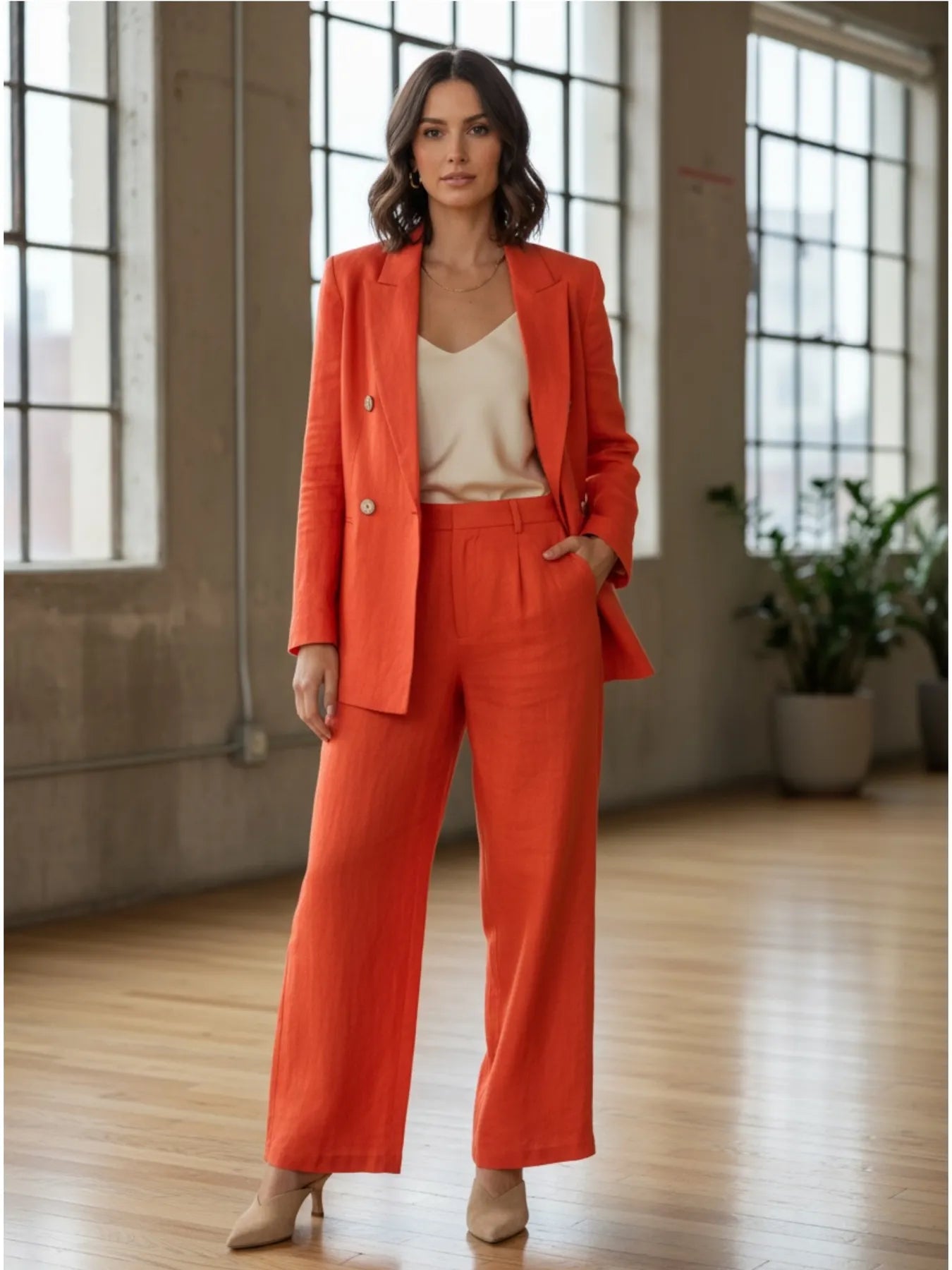 VICOLO TAB0549 LEINEN BLAZER ROT PAPAIA
