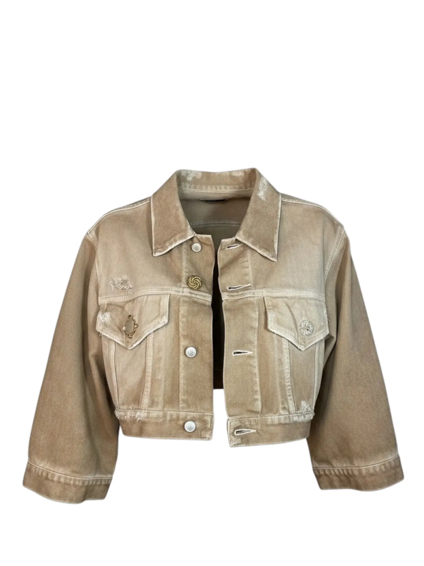 VICOLO DAB5114  KURZE JEANS JACKE STRASS PAILLETTEN BRAUN BRONCE