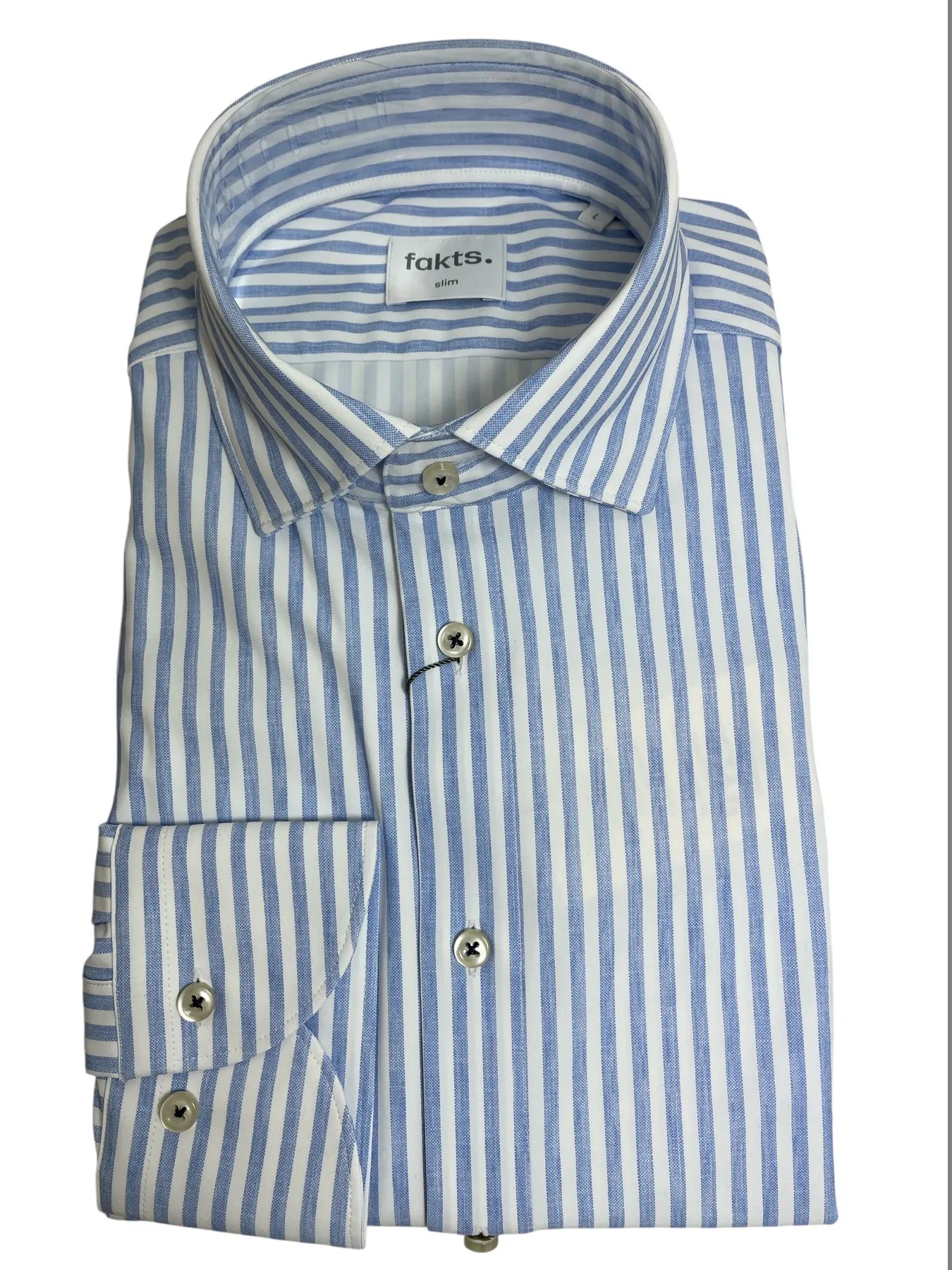 fakts 6443 Shirt Slim Fit Leisure Herren Hemd blue light stripes 213