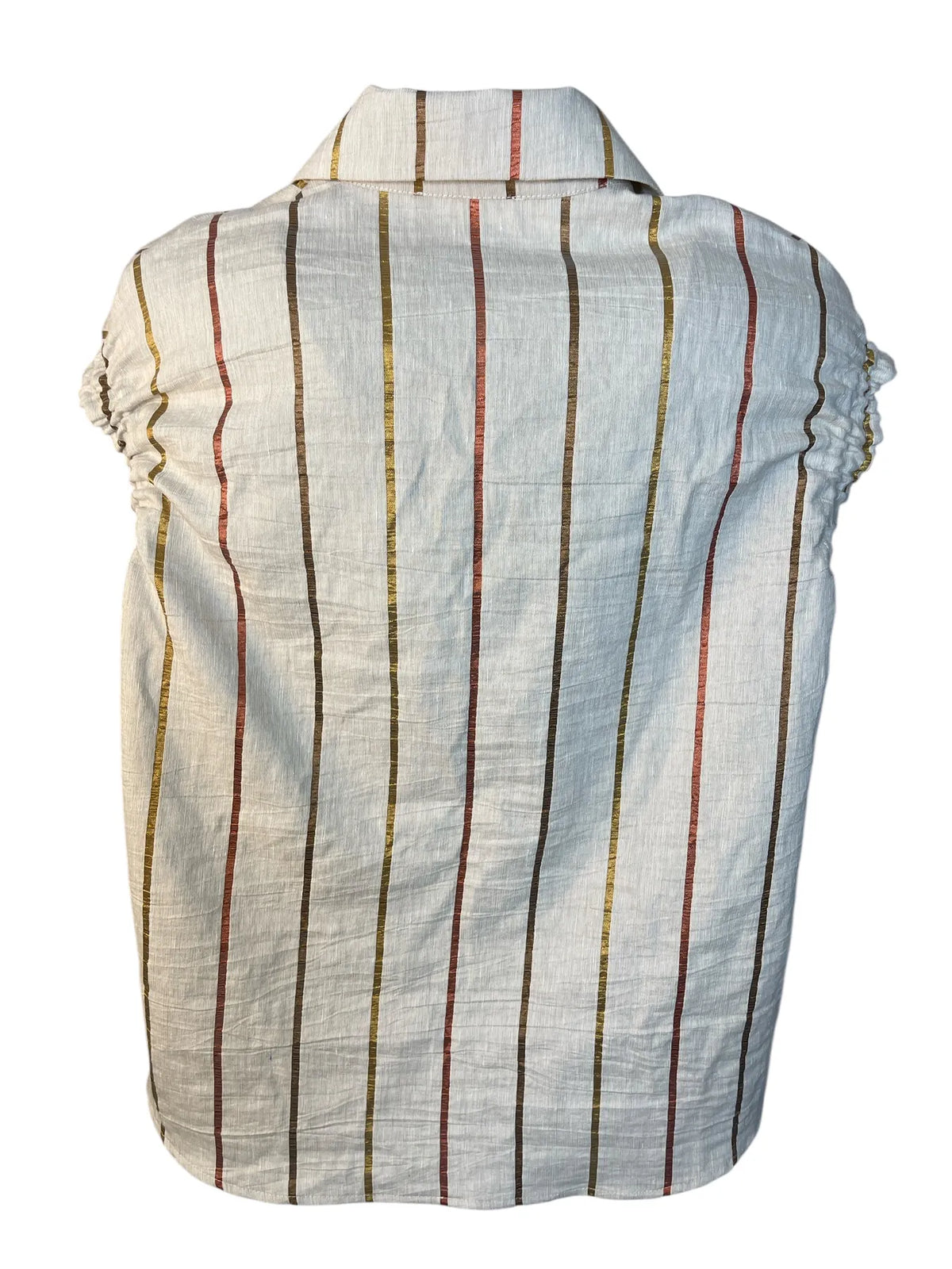 VICOLO TAB0690 BLUSENTOP MIT STREIFEN LEINEN-MIX BURRO