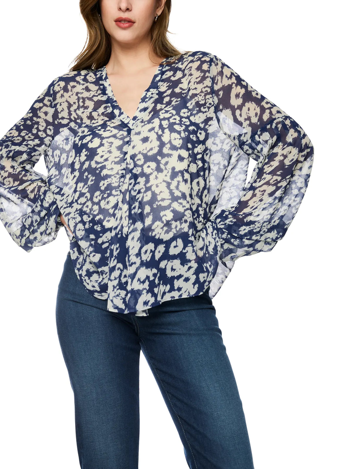 MARC CAIN 
                
                                            BC 51.04 W41 Weite Bluse mit Animal Print midnight sail