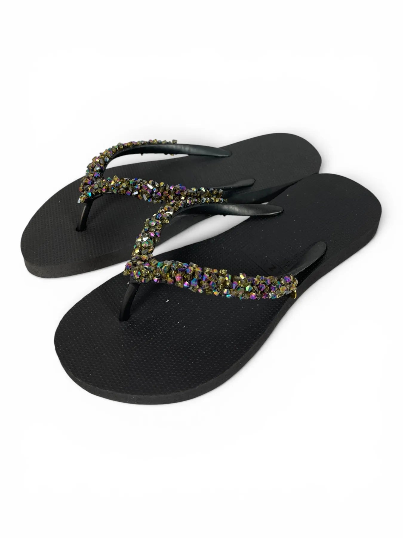 UZURII CLASSIC ABY DAMEN FLIP FLOPS BADE ZEHENTRENNER STRASSSTEINE BLACK