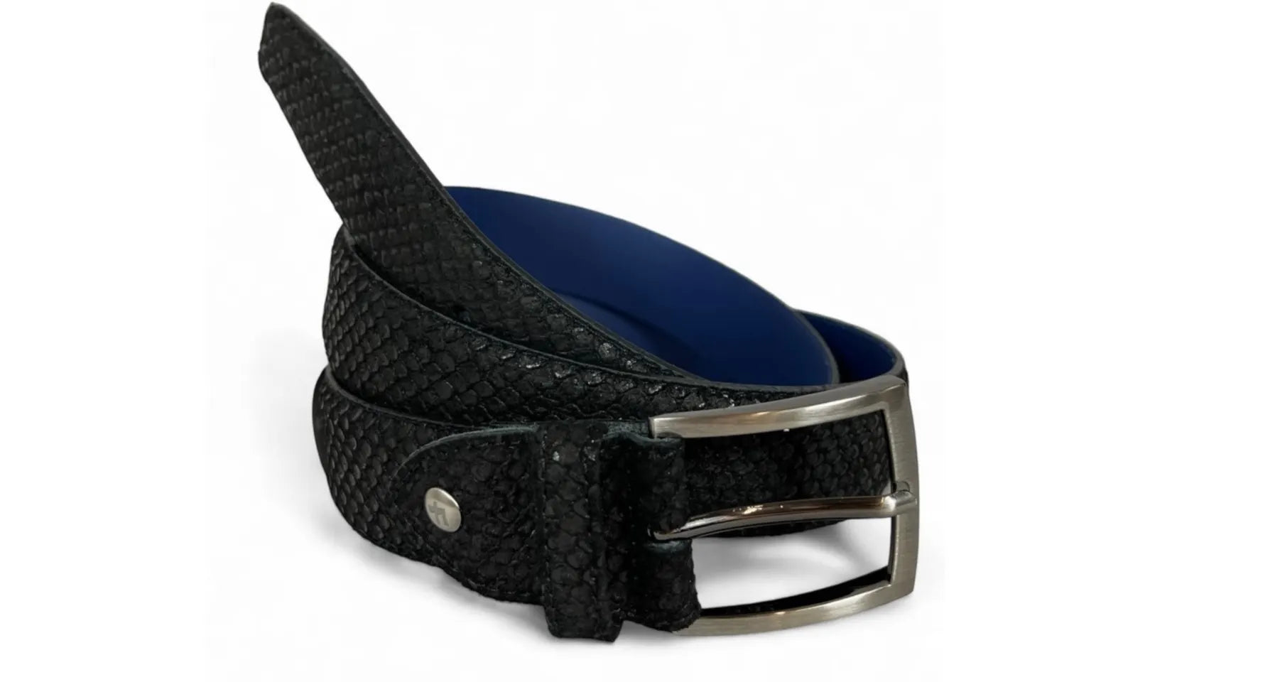 VAN BOMMEL CFM-10083-10-03 Floris Herren Gürtel 3,5 cm  Leder Reptil-Muster Black Schwarz