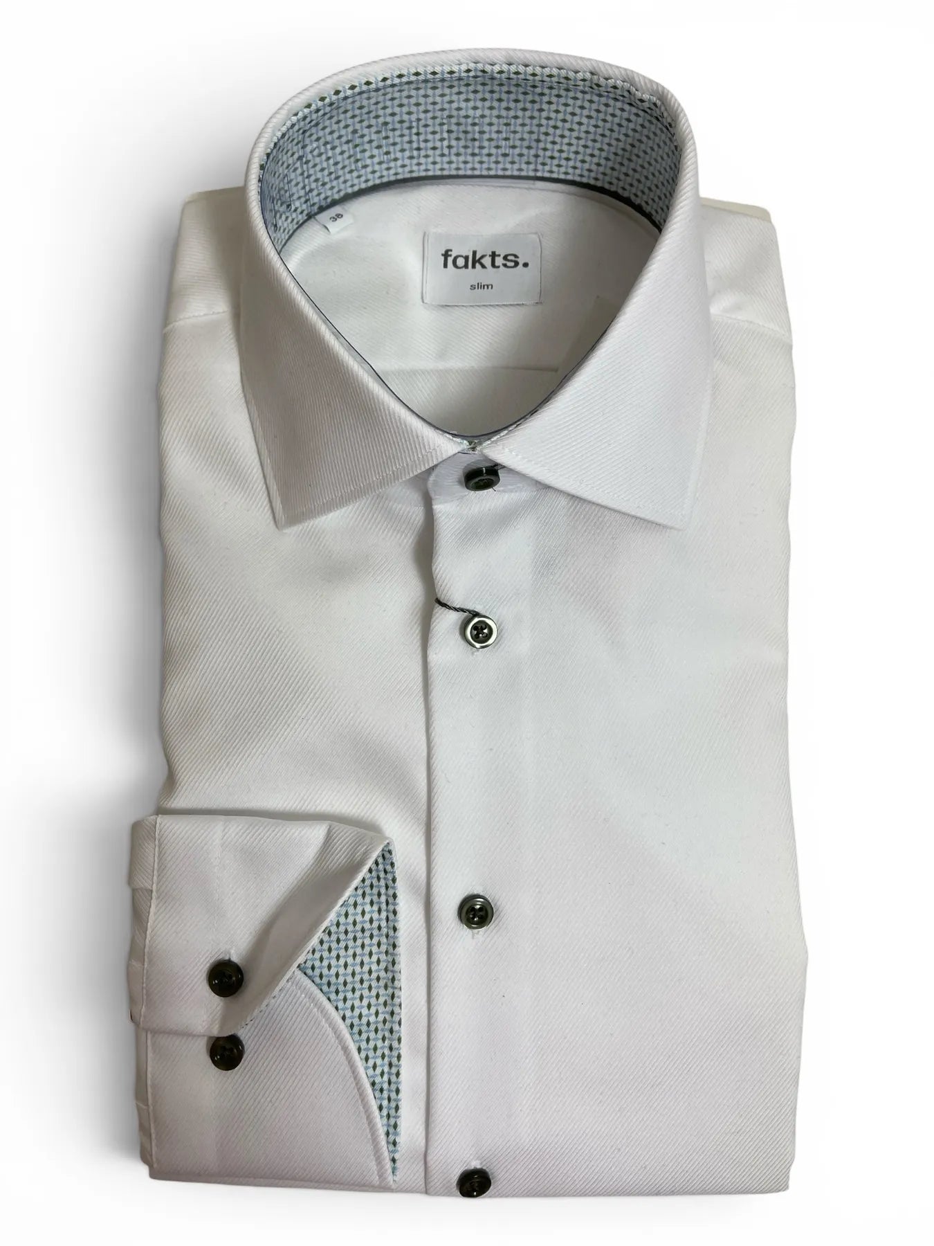 fakts 1457 Slim Fit Busy Herren Hemd white uni