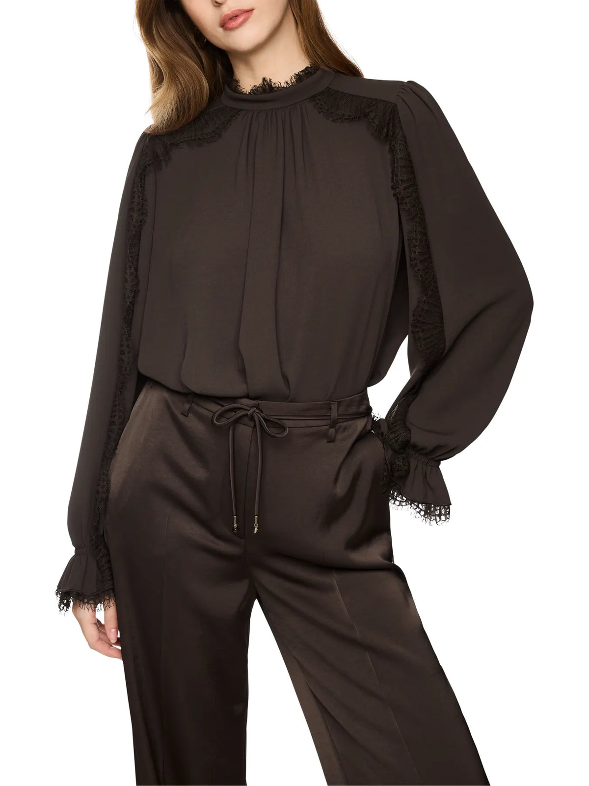 MARC CAIN 
                
                                            BC 51.18 W90 Fließende Bluse mit Spitze seal brown