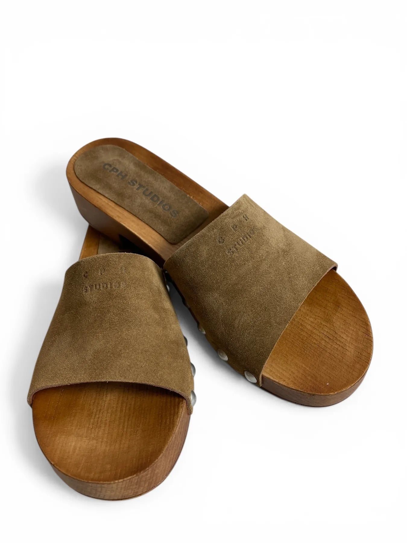 COPENHAGEN CPH798 SUEDE Pantoletten Holz-Clogs aus Leder Braun