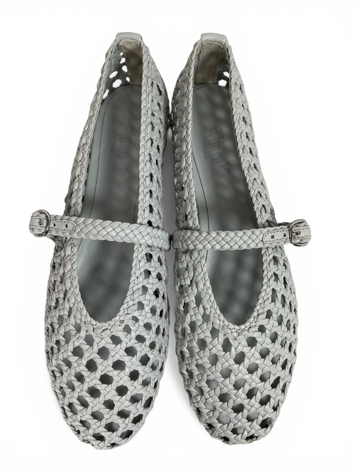 ALAN K WENDY QUADRO LEDER SLIPPER GEFLOCHTEN HELLBLAU TEQUILA.
