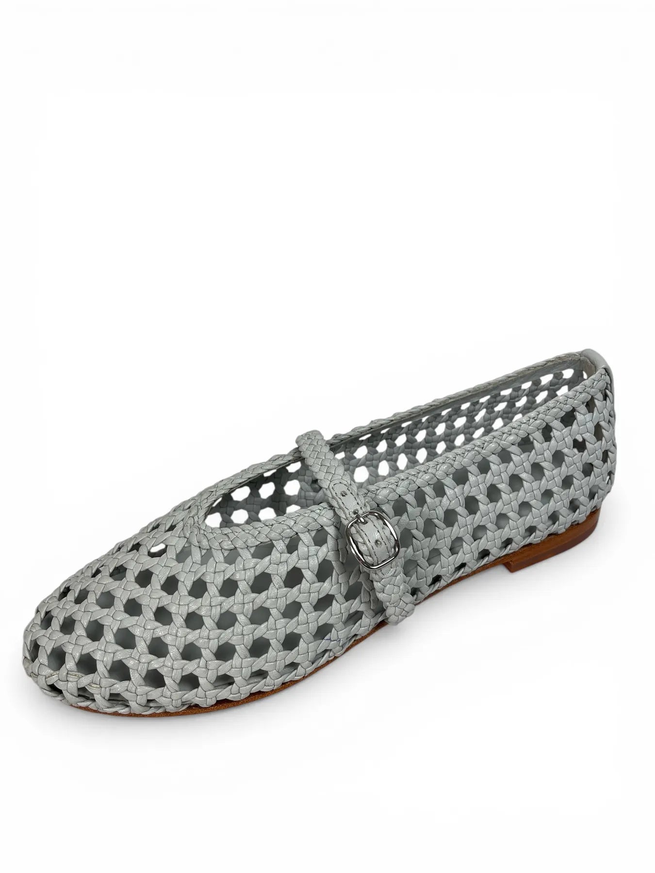 ALAN K WENDY QUADRO LEDER SLIPPER GEFLOCHTEN HELLBLAU TEQUILA