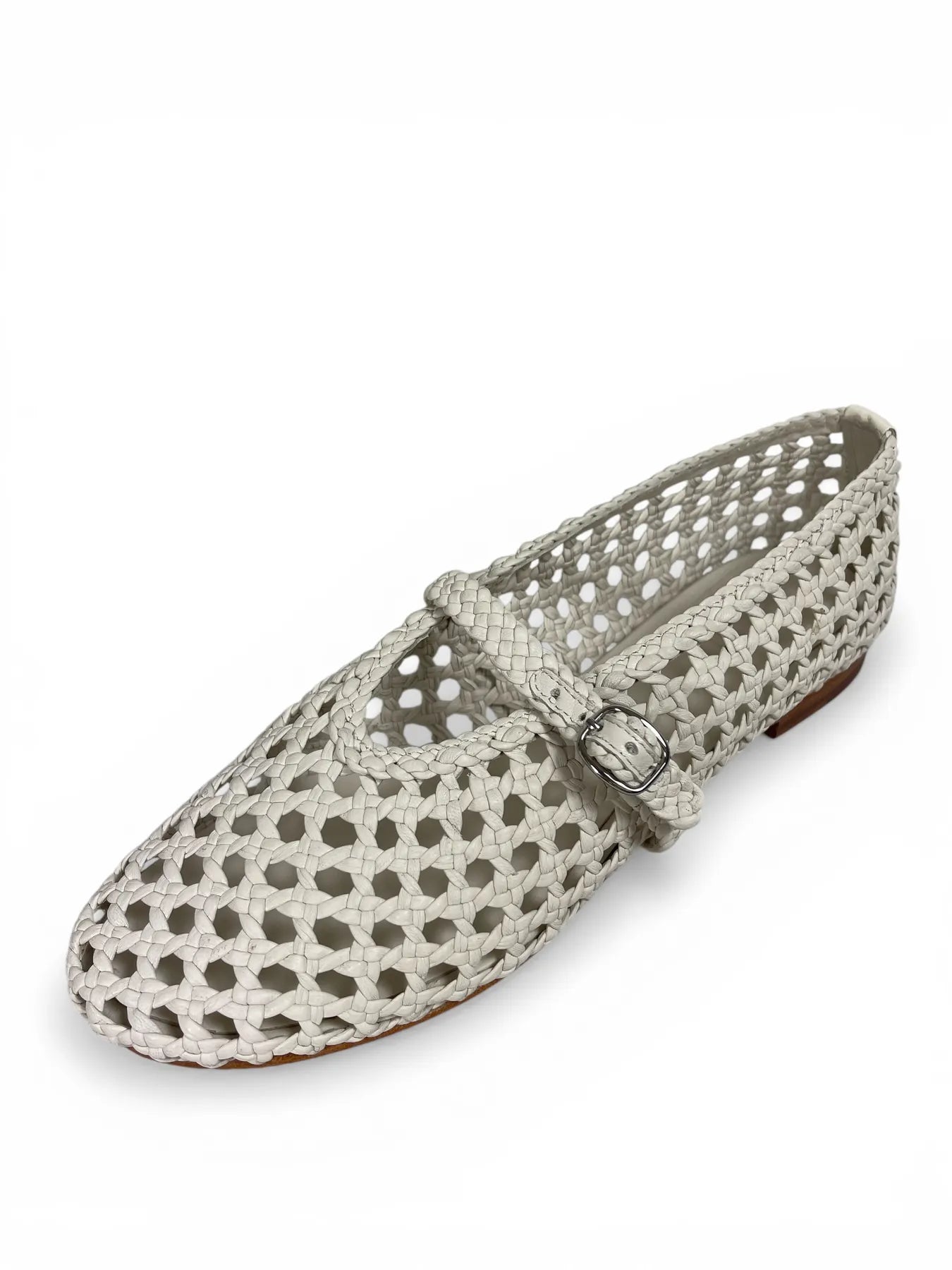 ALAN K WENDY QUADRO LEDER SLIPPER GEFLOCHTEN BIANCO