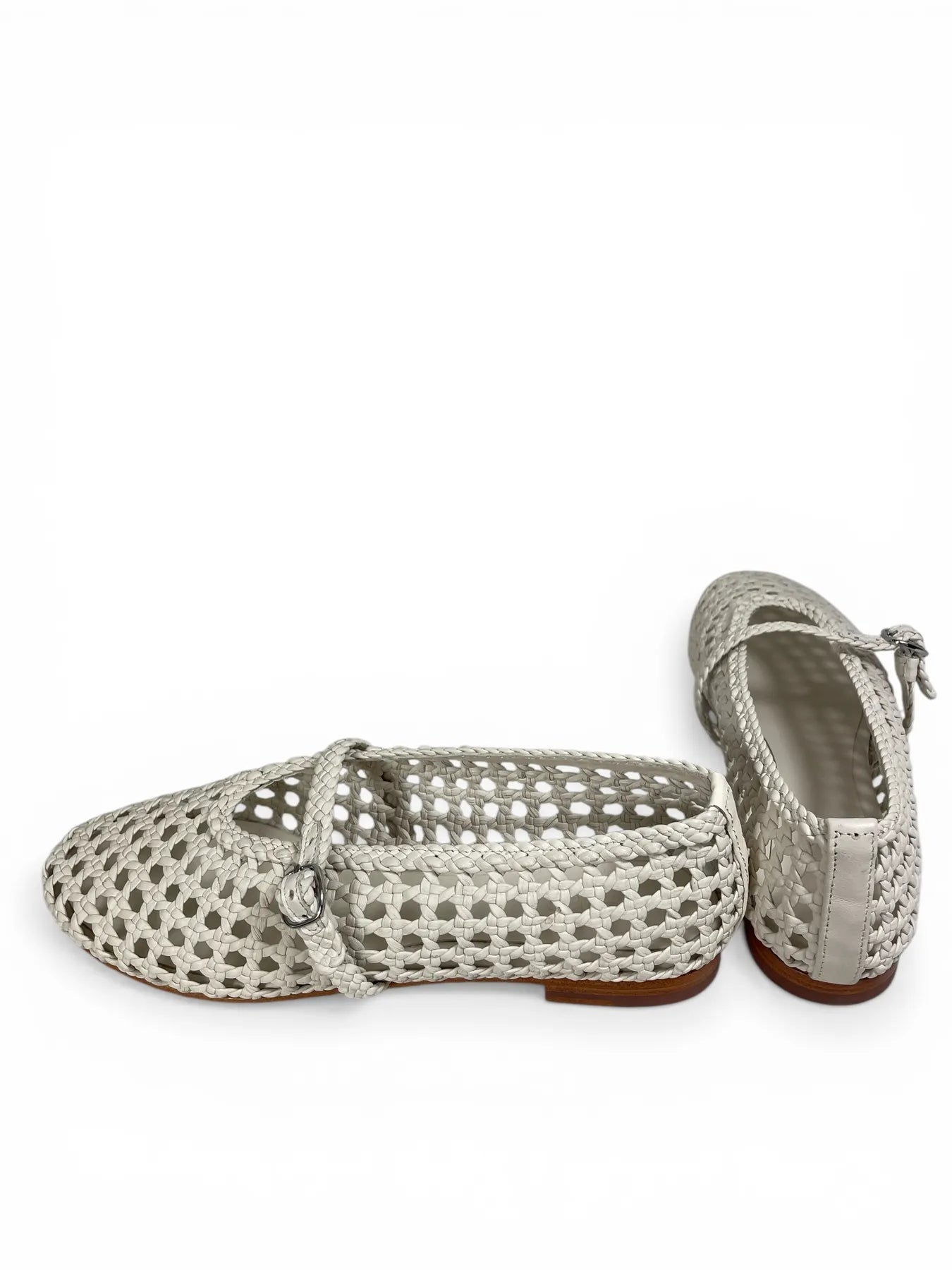 ALAN K WENDY QUADRO LEDER SLIPPER GEFLOCHTEN BIANCO