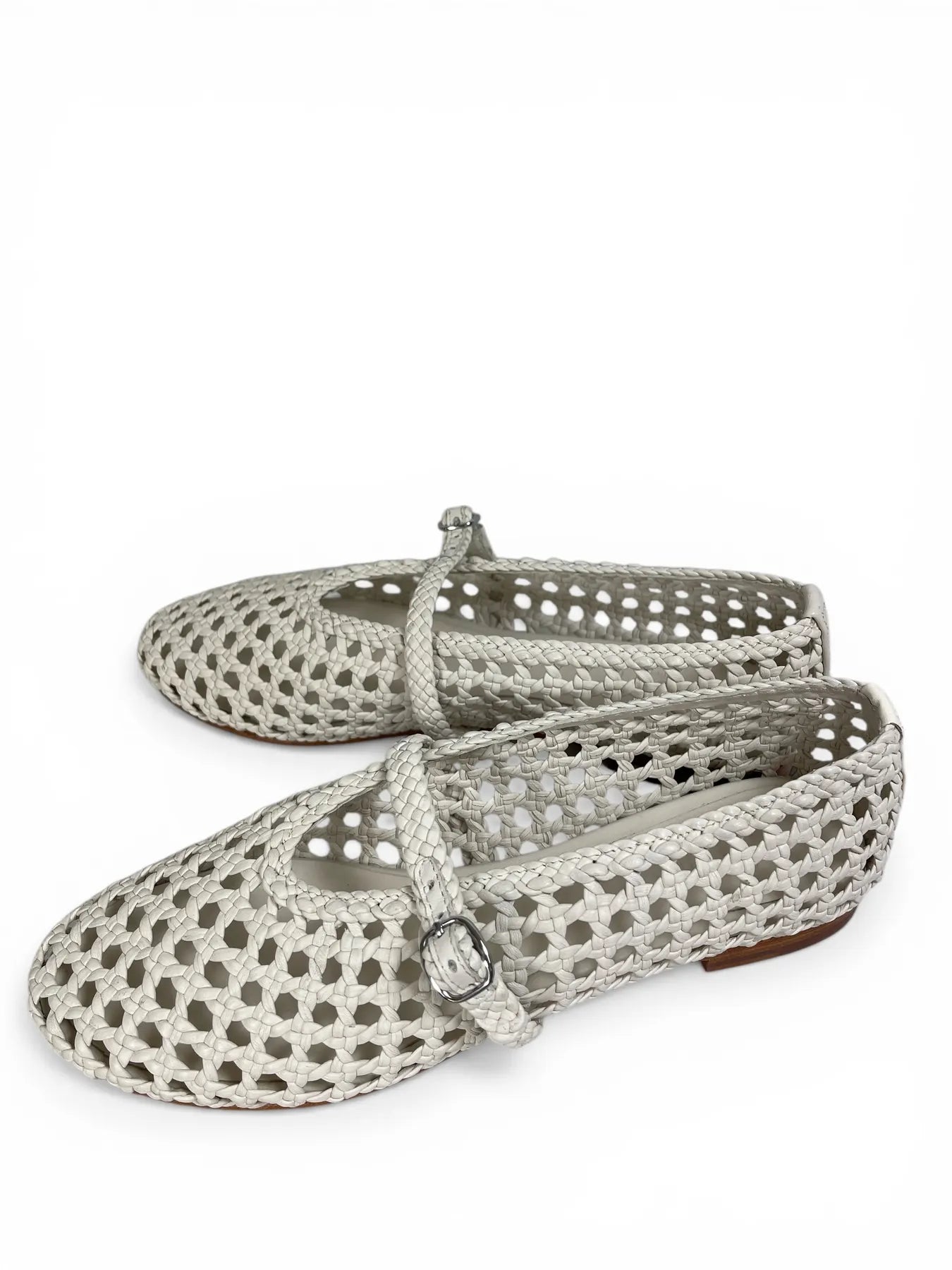 ALAN K WENDY QUADRO LEDER SLIPPER GEFLOCHTEN BIANCO