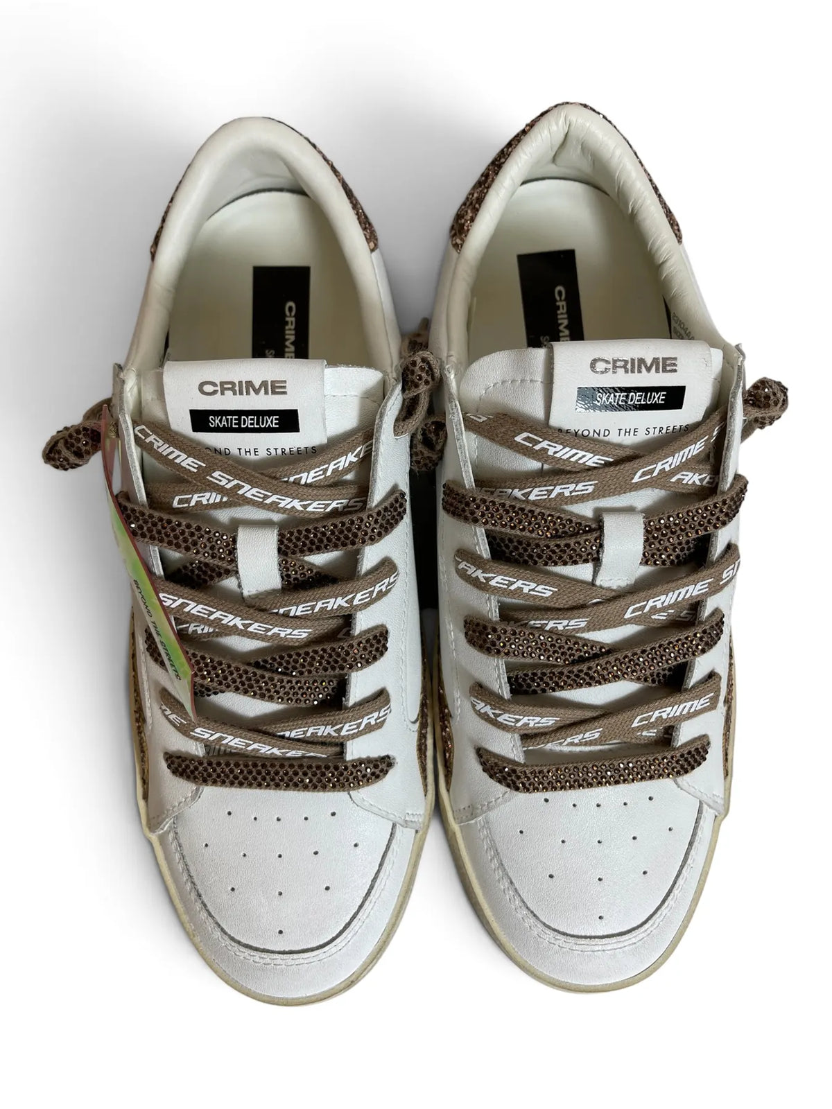 CRIME LONDON 23104AA9 Sk8 Deluxe Sneakers mit Glitter-Detail Weiß