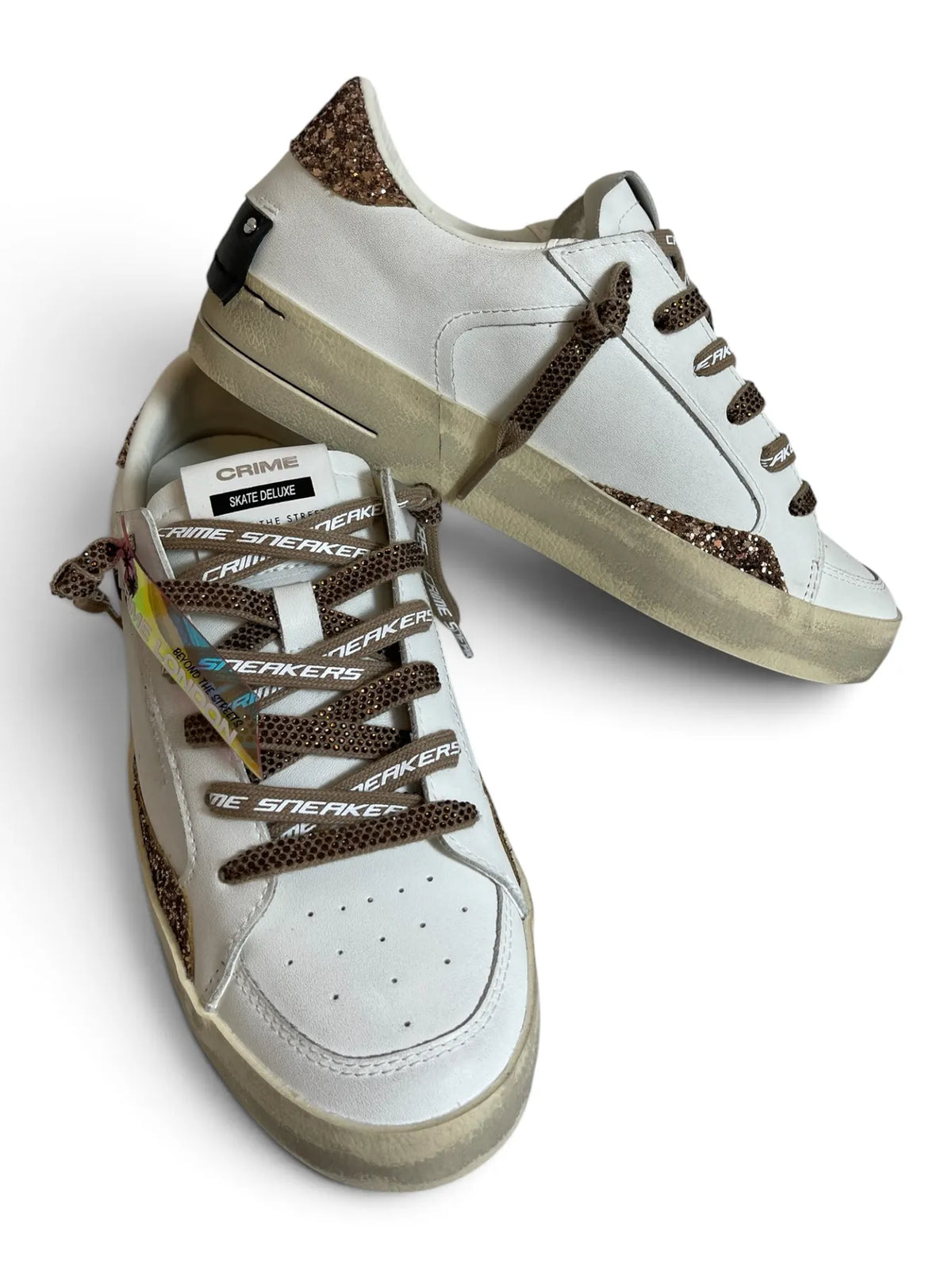 CRIME LONDON 23104AA9 Sk8 Deluxe Sneakers mit Glitter-Detail Weiß