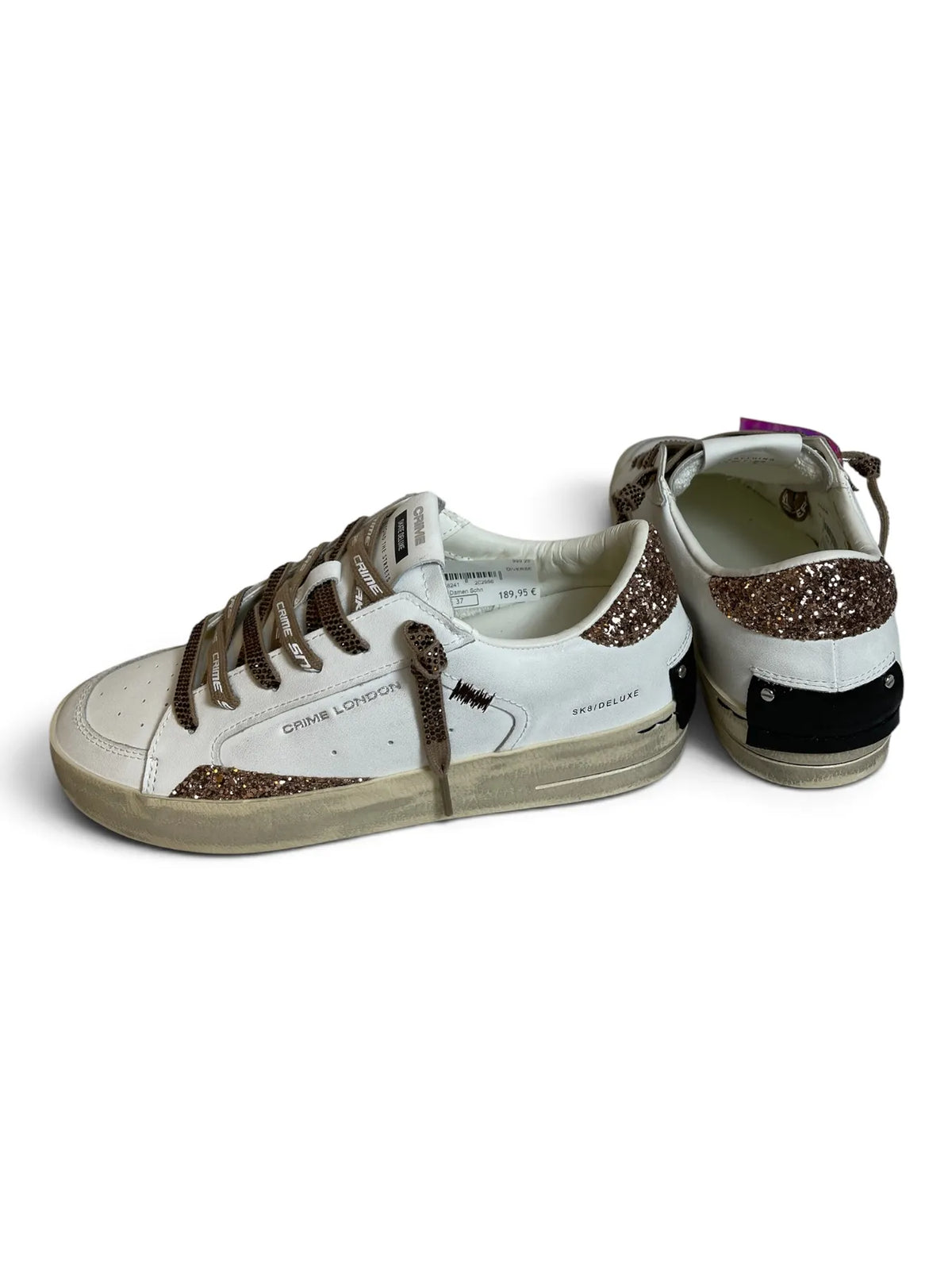 CRIME LONDON 23104AA9 Sk8 Deluxe Sneakers mit Glitter-Detail Weiß