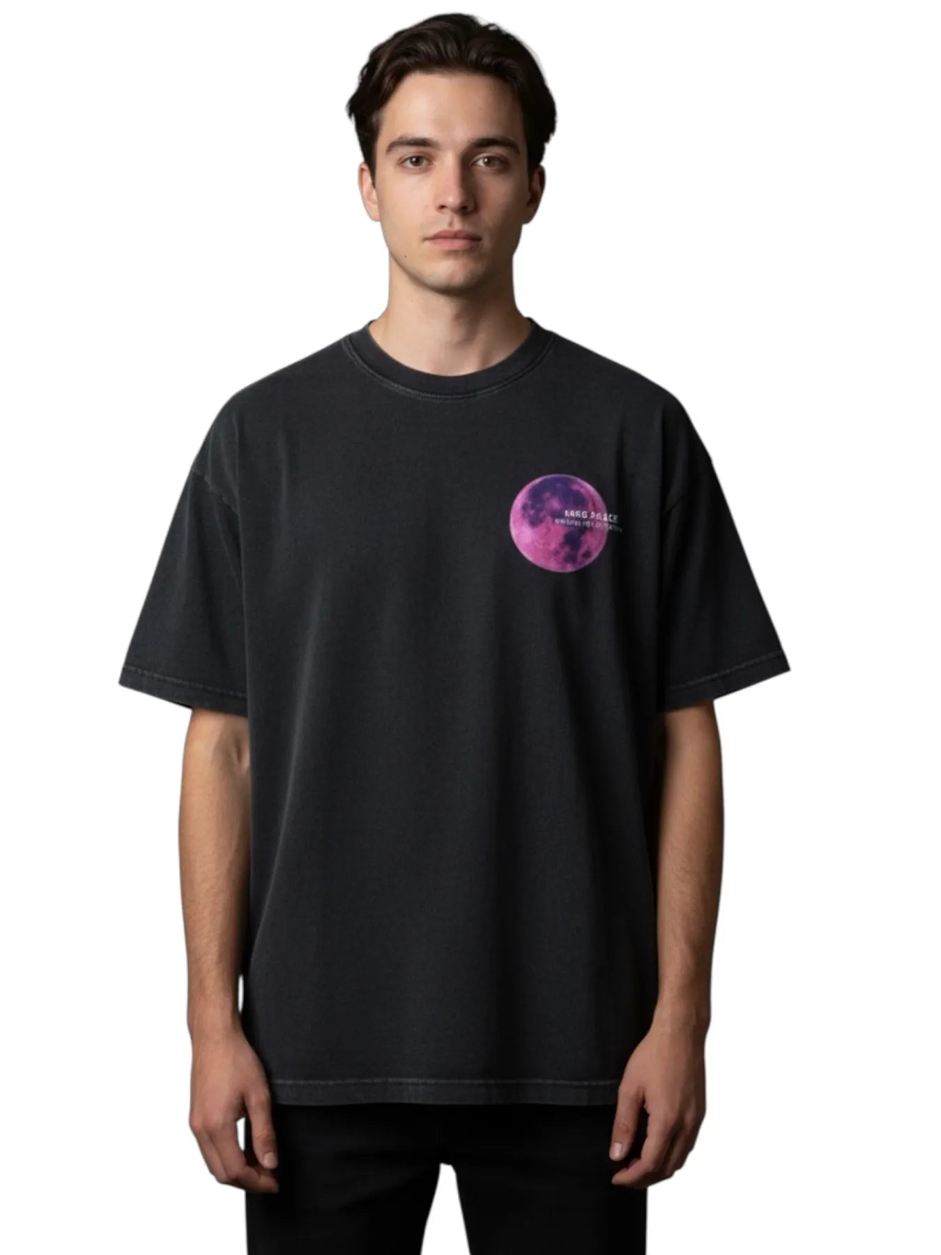 NICE.PEACE NP-768 Herren T-Shirt Mond Print  Anthrazit