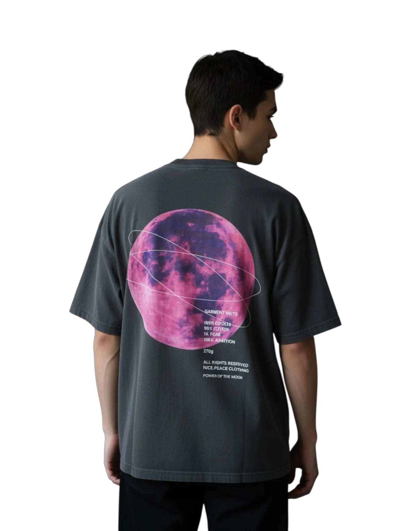 NICE.PEACE NP-768 Herren T-Shirt Mond Print  Anthrazit