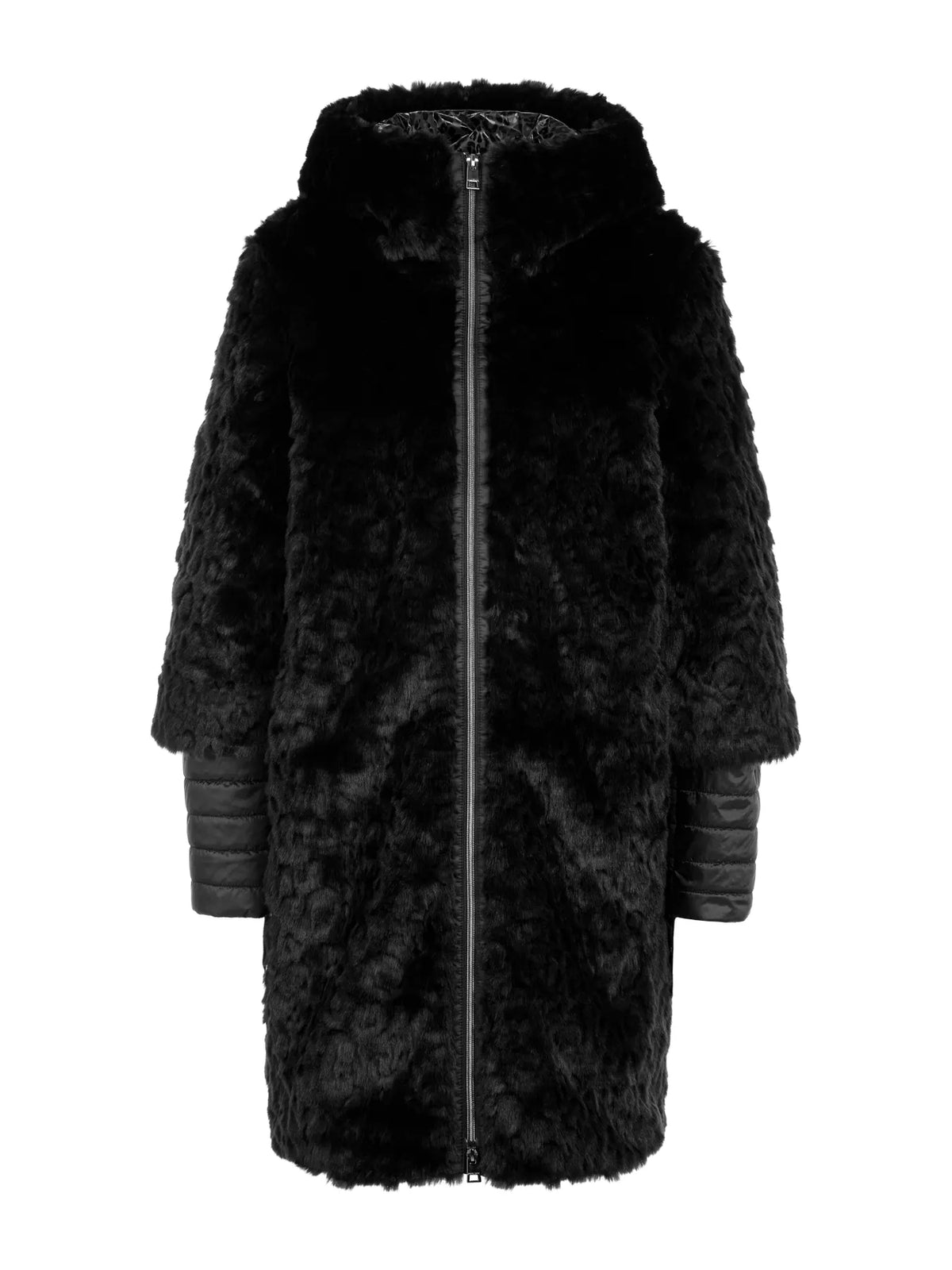 MARC CAIN BA 11.08 W73 Kapuzenmantel aus Fake Fur Black