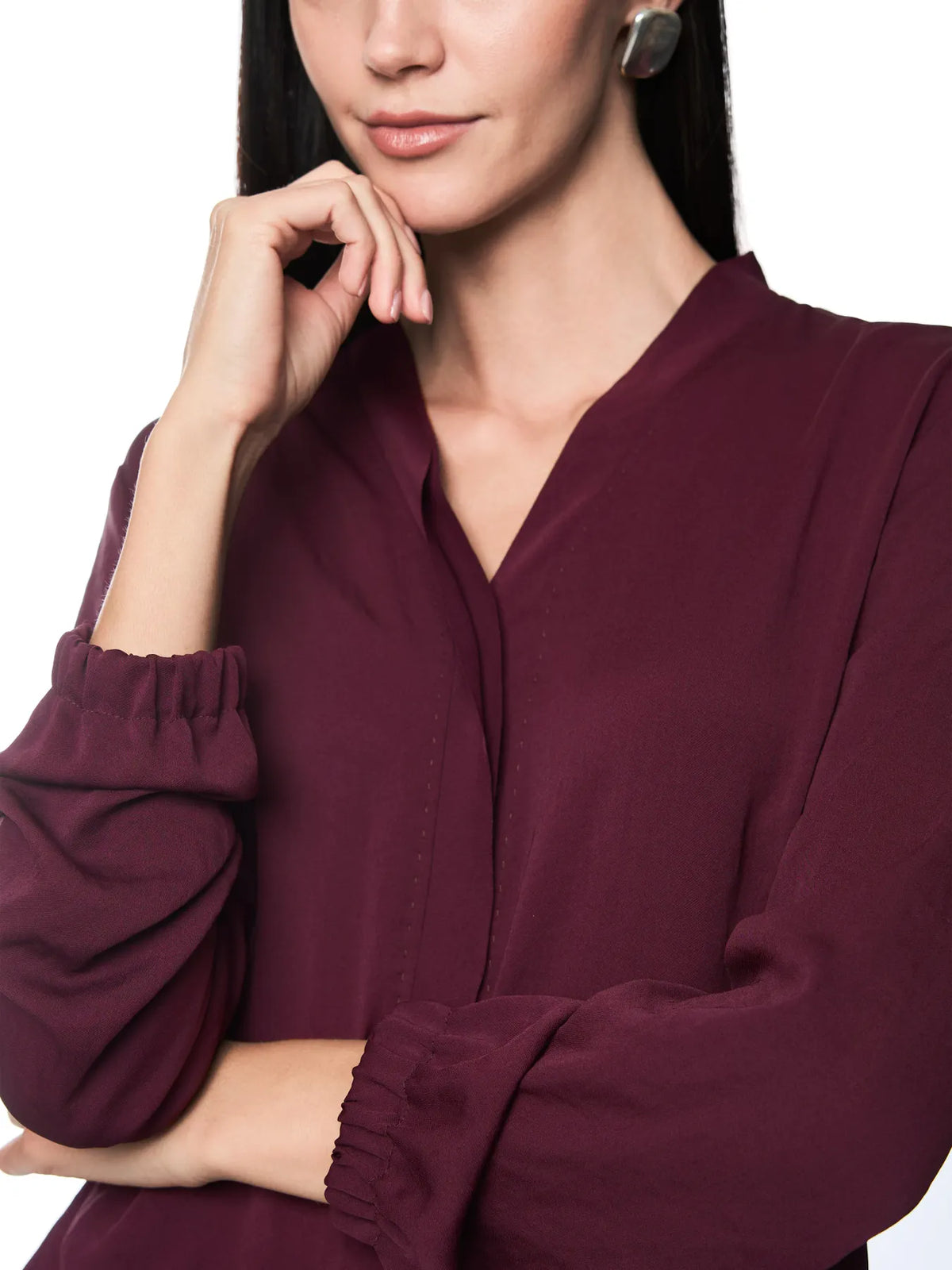 MARC CAIN BA 51.03 W39 Weite Bluse mit V-Ausschnitt Winetasting