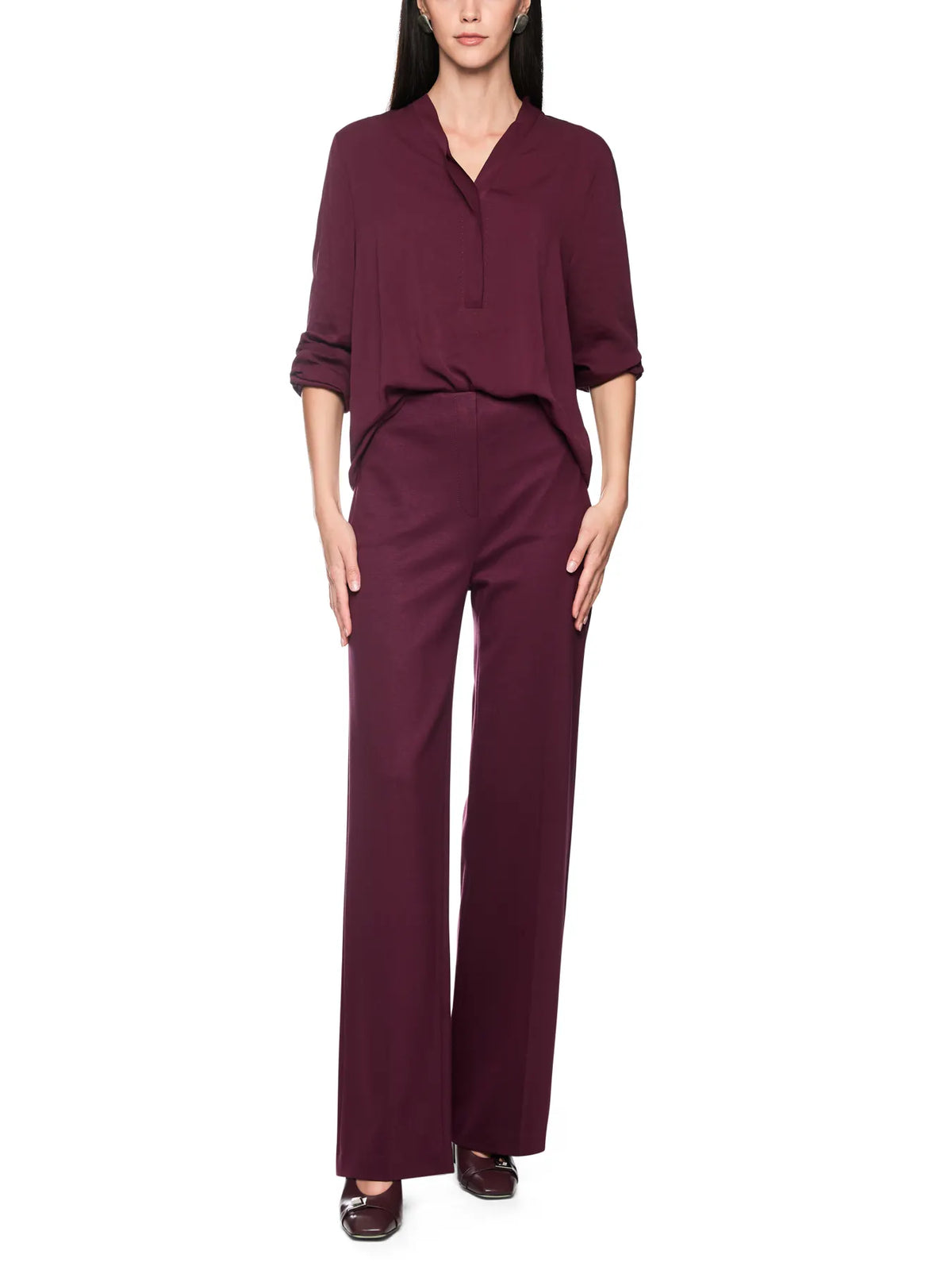 MARC CAIN BA 51.03 W39 Weite Bluse mit V-Ausschnitt Winetasting