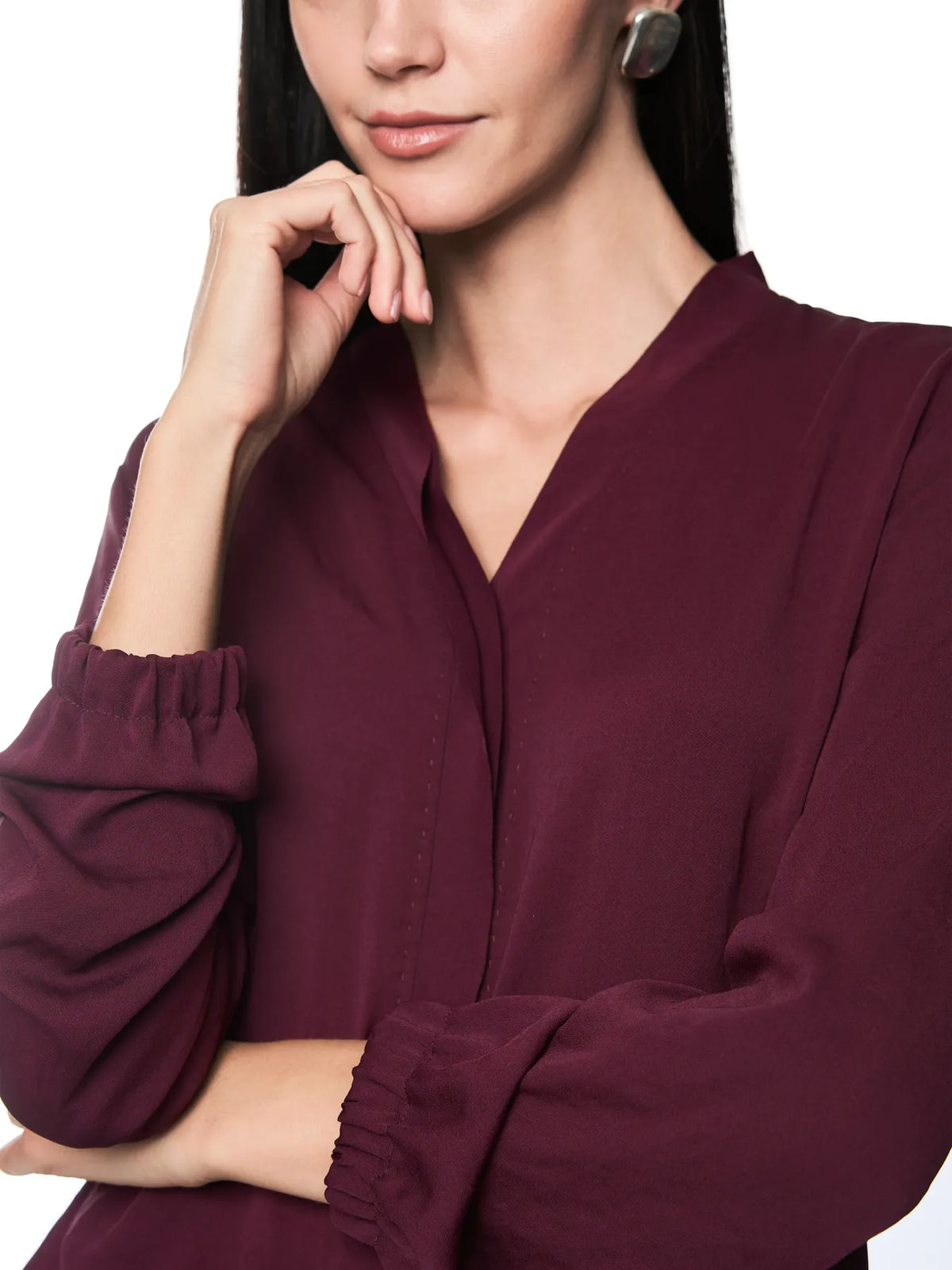 MARC CAIN BA 51.03 W39 Weite Bluse mit V-Ausschnitt Winetasting