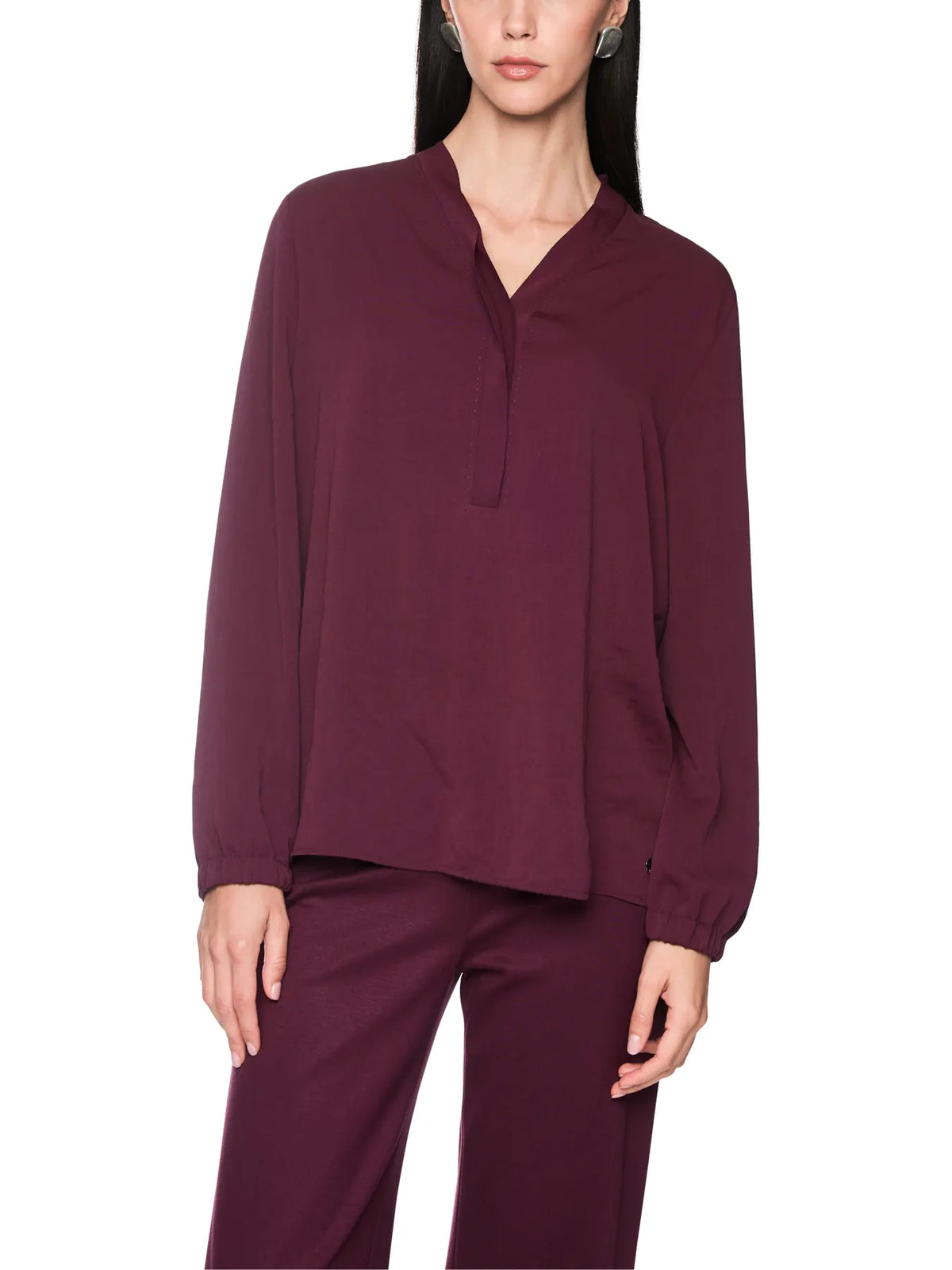 MARC CAIN BA 51.03 W39 Weite Bluse mit V-Ausschnitt Winetasting