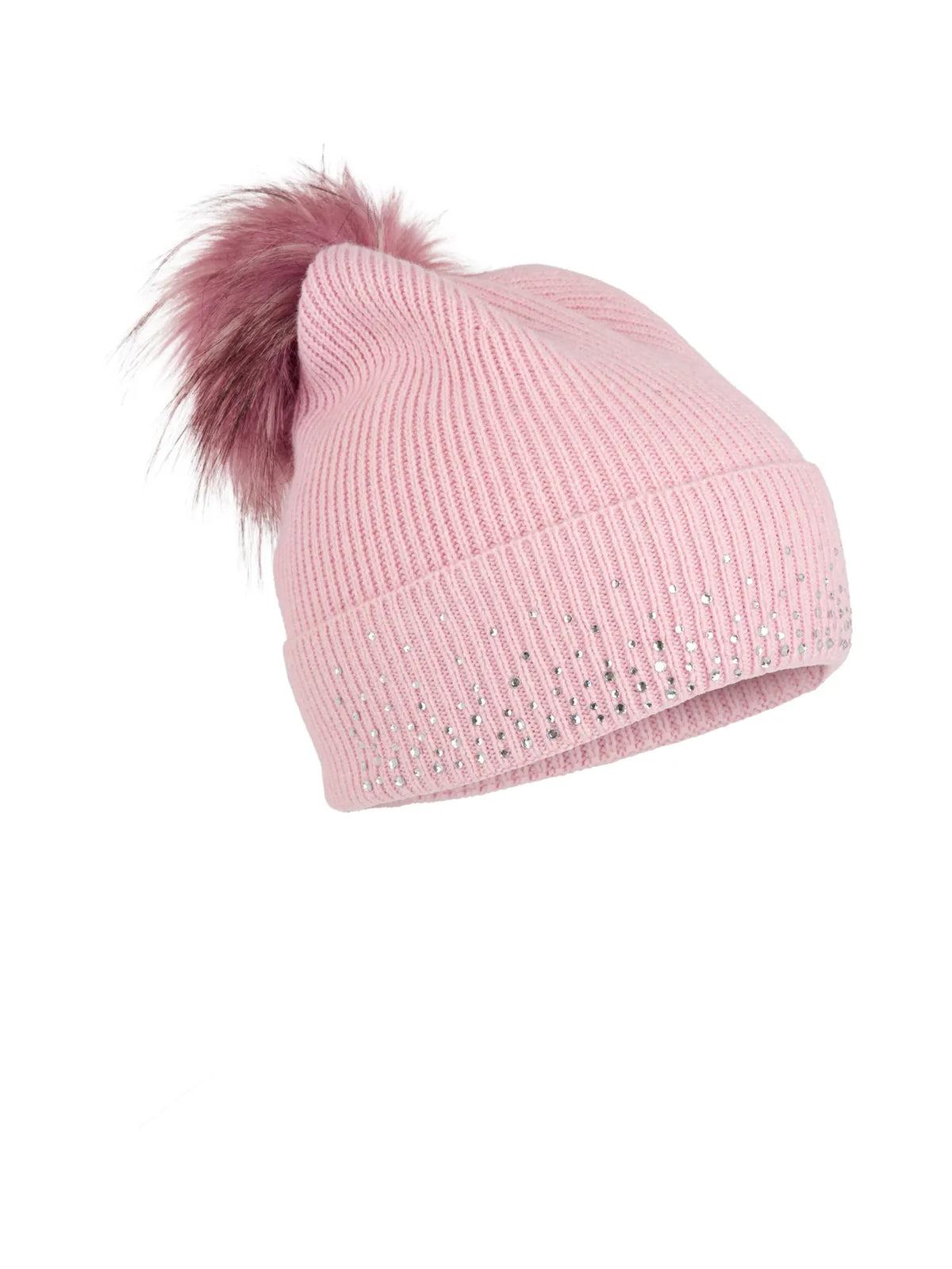 MARC CAIN 
                
                                            BC H2.03 Z40  Mütze mit Kunstfell-Bommel und Strass Rosa chalk pink