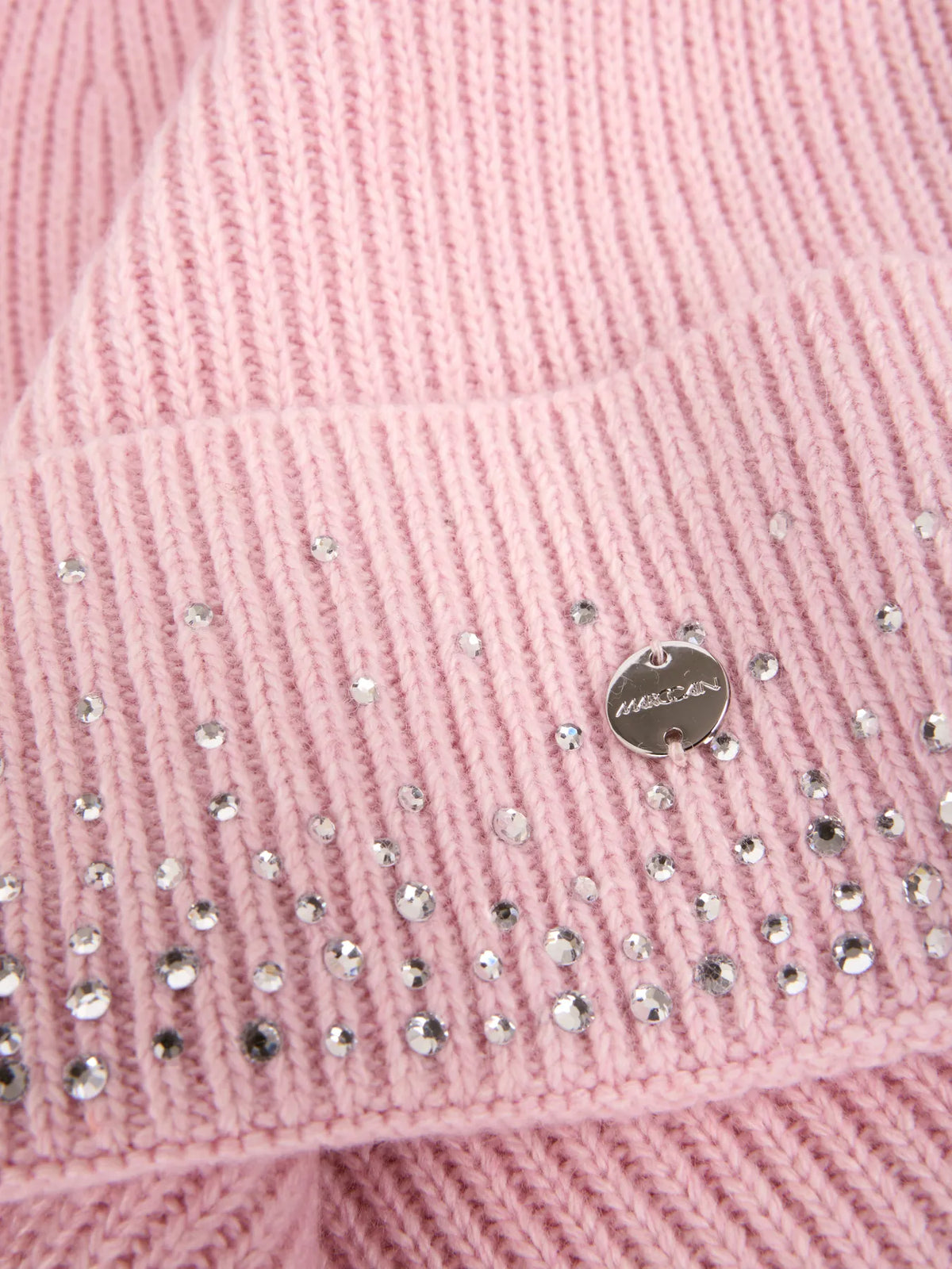 MARC CAIN 
                
                                            BC H2.03 Z40  Mütze mit Kunstfell-Bommel und Strass Rosa chalk pink