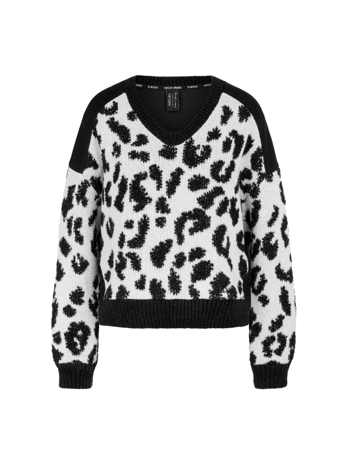 MARC CAIN BS 41.27 M31 Leo-Pullover Knitted in Germany Leo black and white