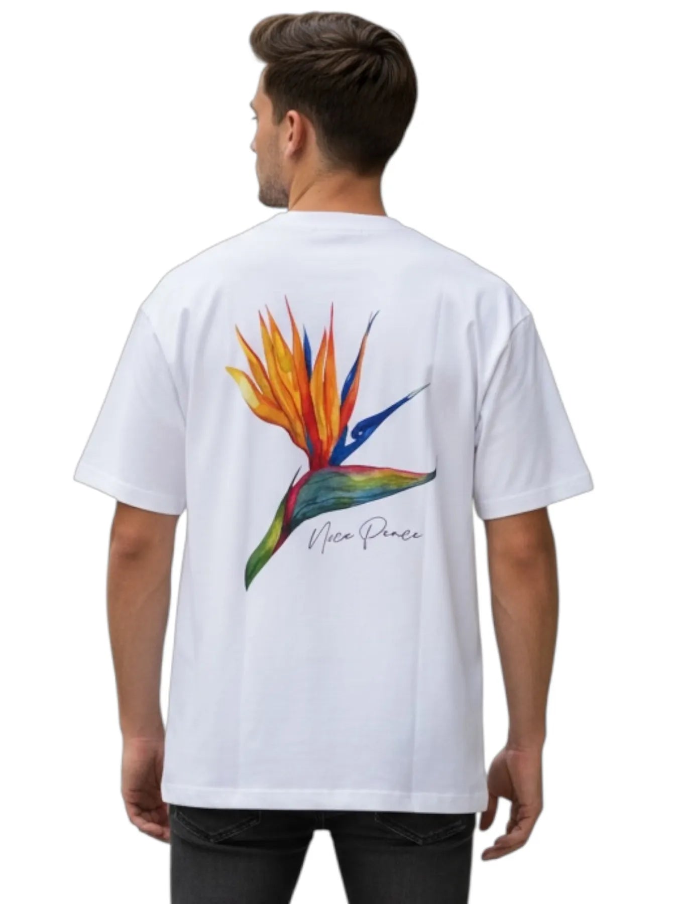 NICE.PEACE NP-733 T-Shirt Print auf der Rückseite Weiß